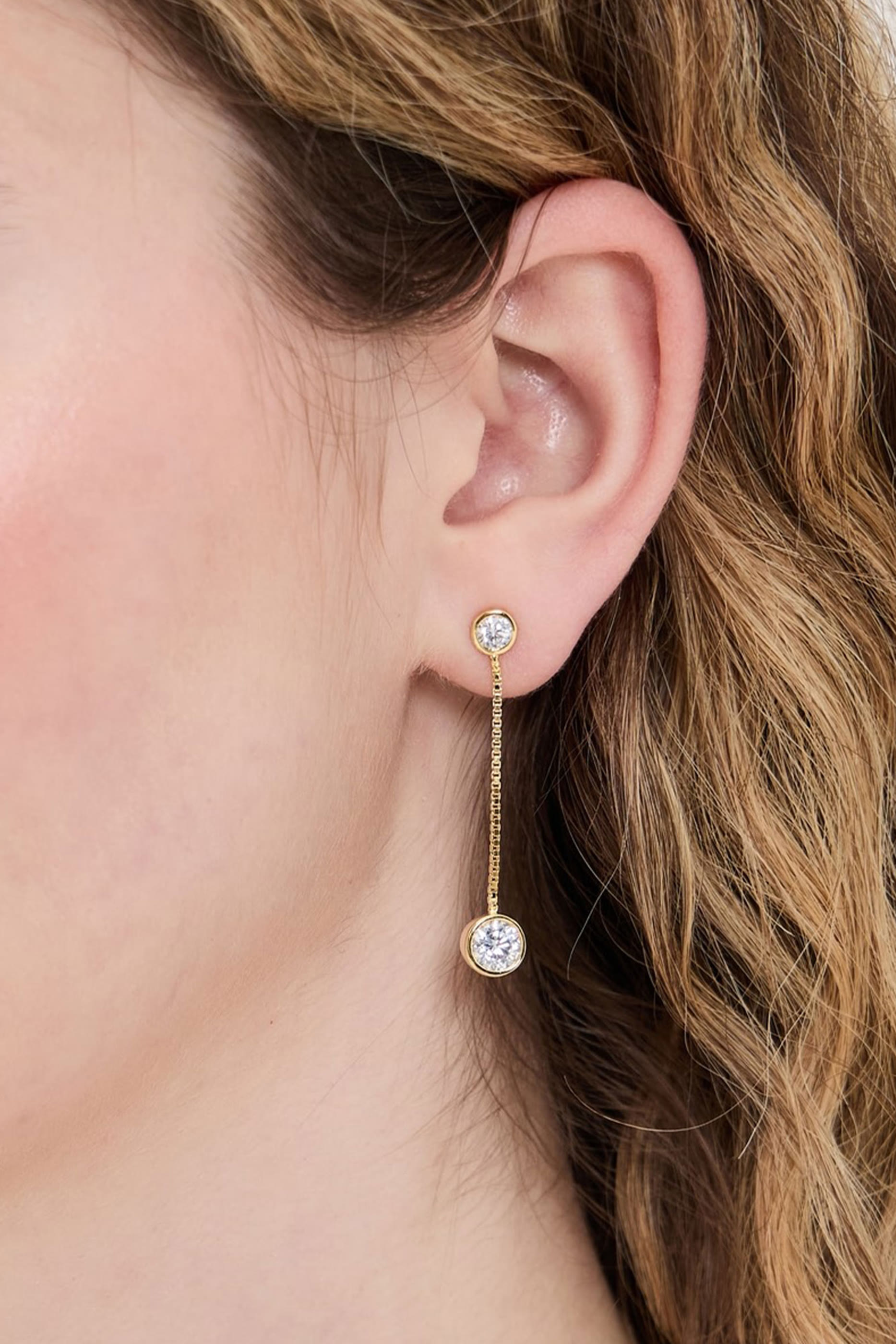 أقراط سوليتير مويسانيتي متدلية، فيرميل عيار 14