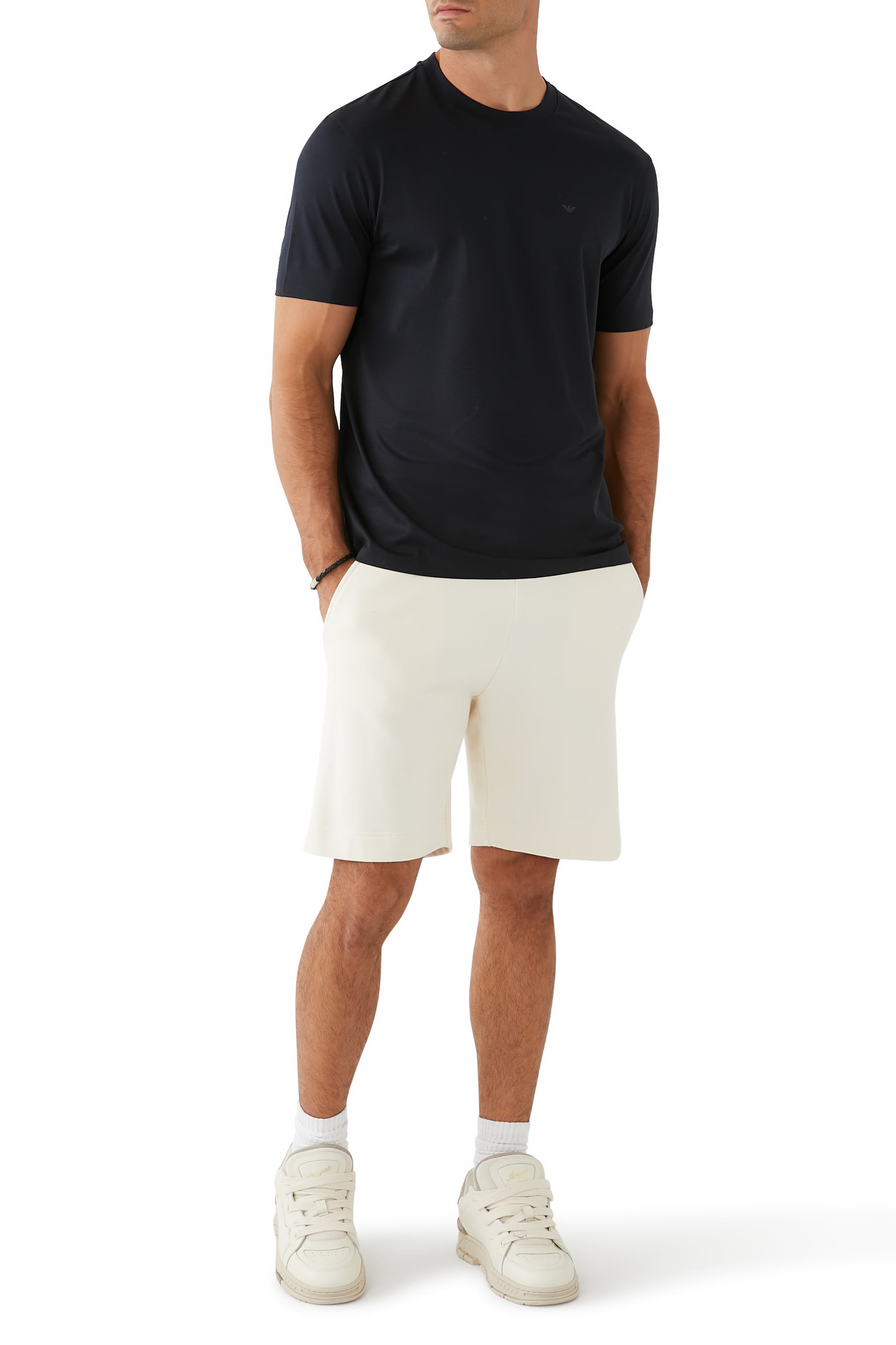 تيشيرت بشعار الماركة بحجم صغير قطن-لايوسيل