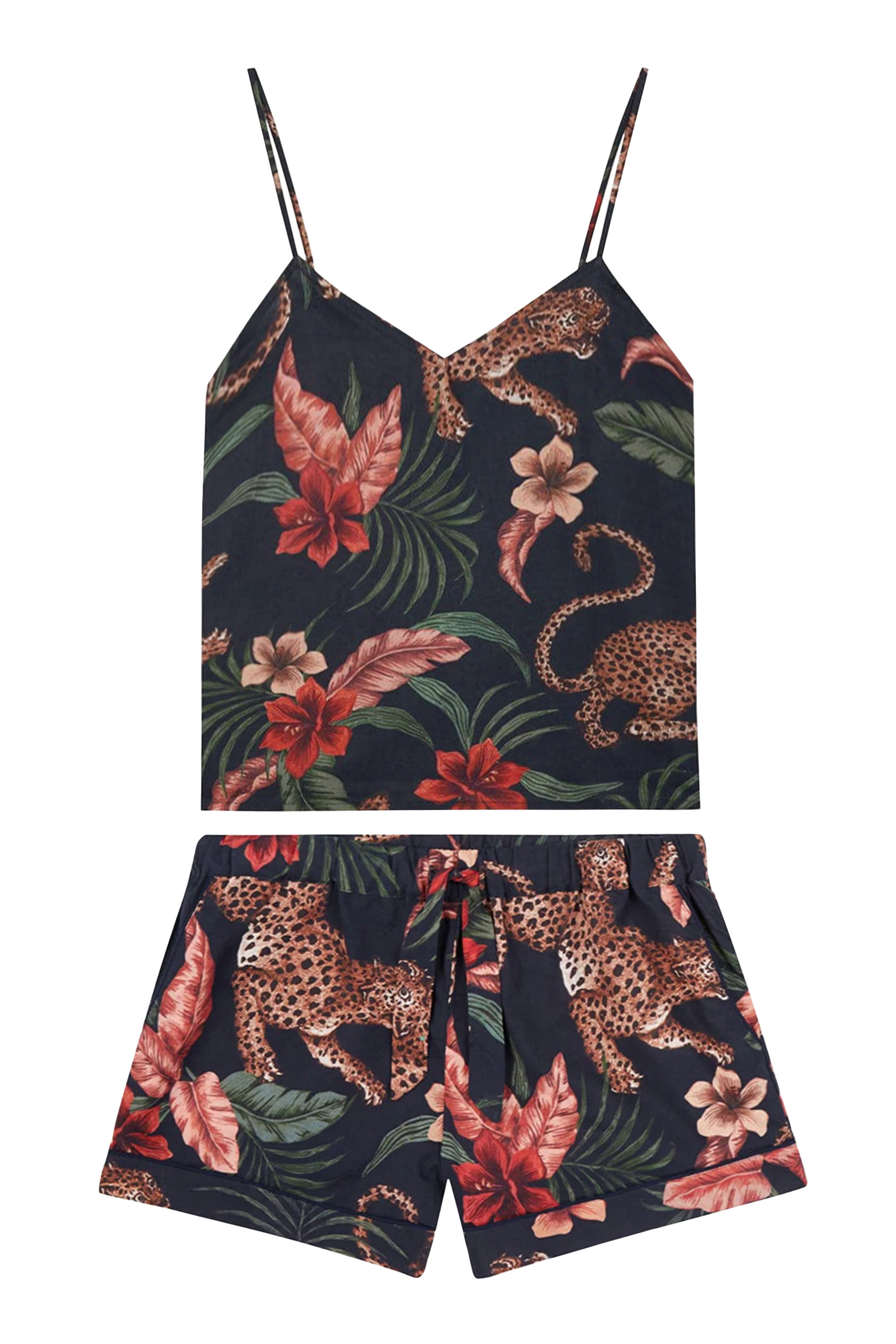 طقم بلوزة كاميسول بنقشة أزهار وشورت