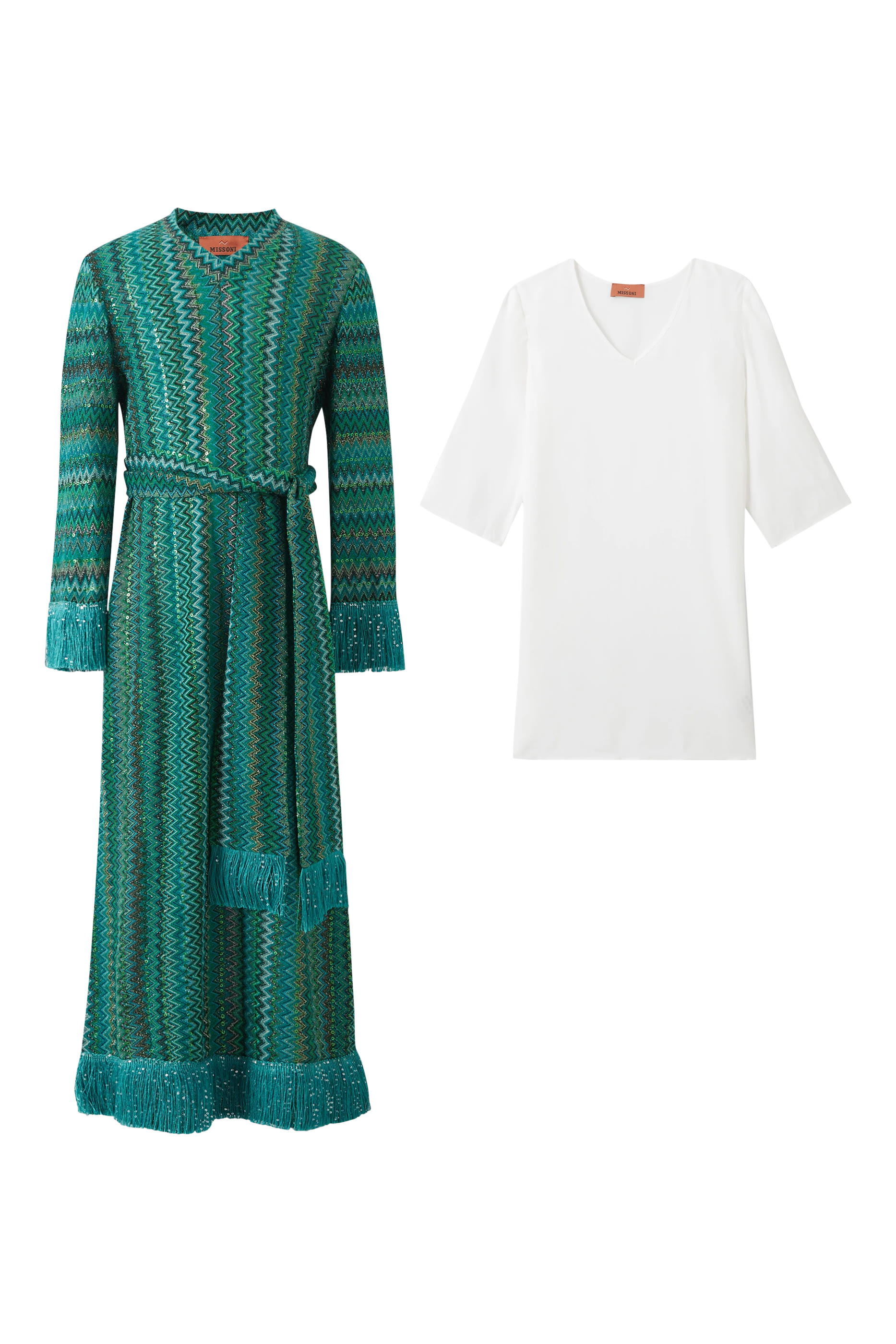 فستان بنقشة خطوط متعرجة وحواف بشرابات للأطفال