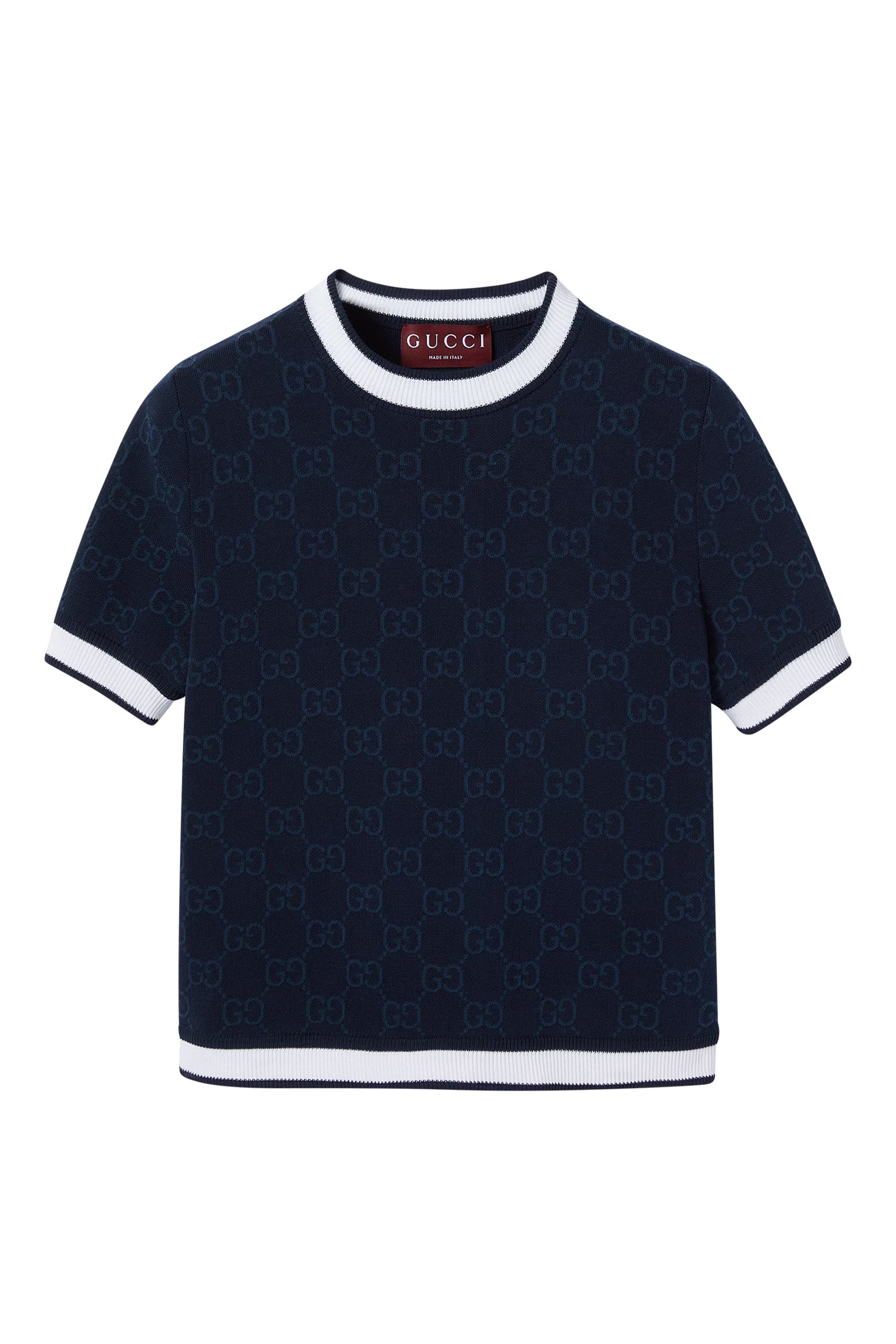 بلوزة قطن فاخر بنقشة حرفي شعار الماركة جاكار