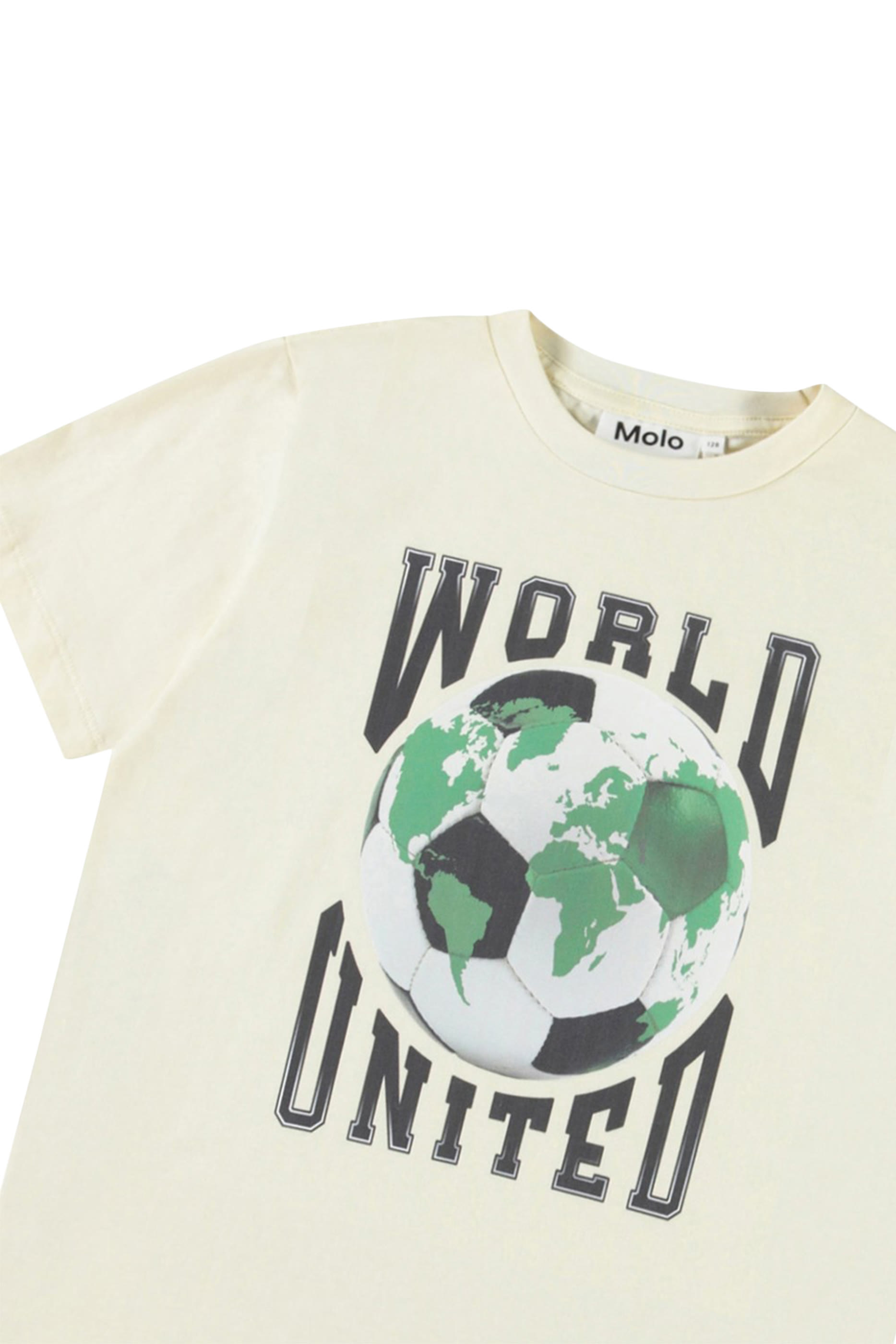 تيشيرت بطبعة كرة قدم وشعار ورلد يونايتد للأطفال