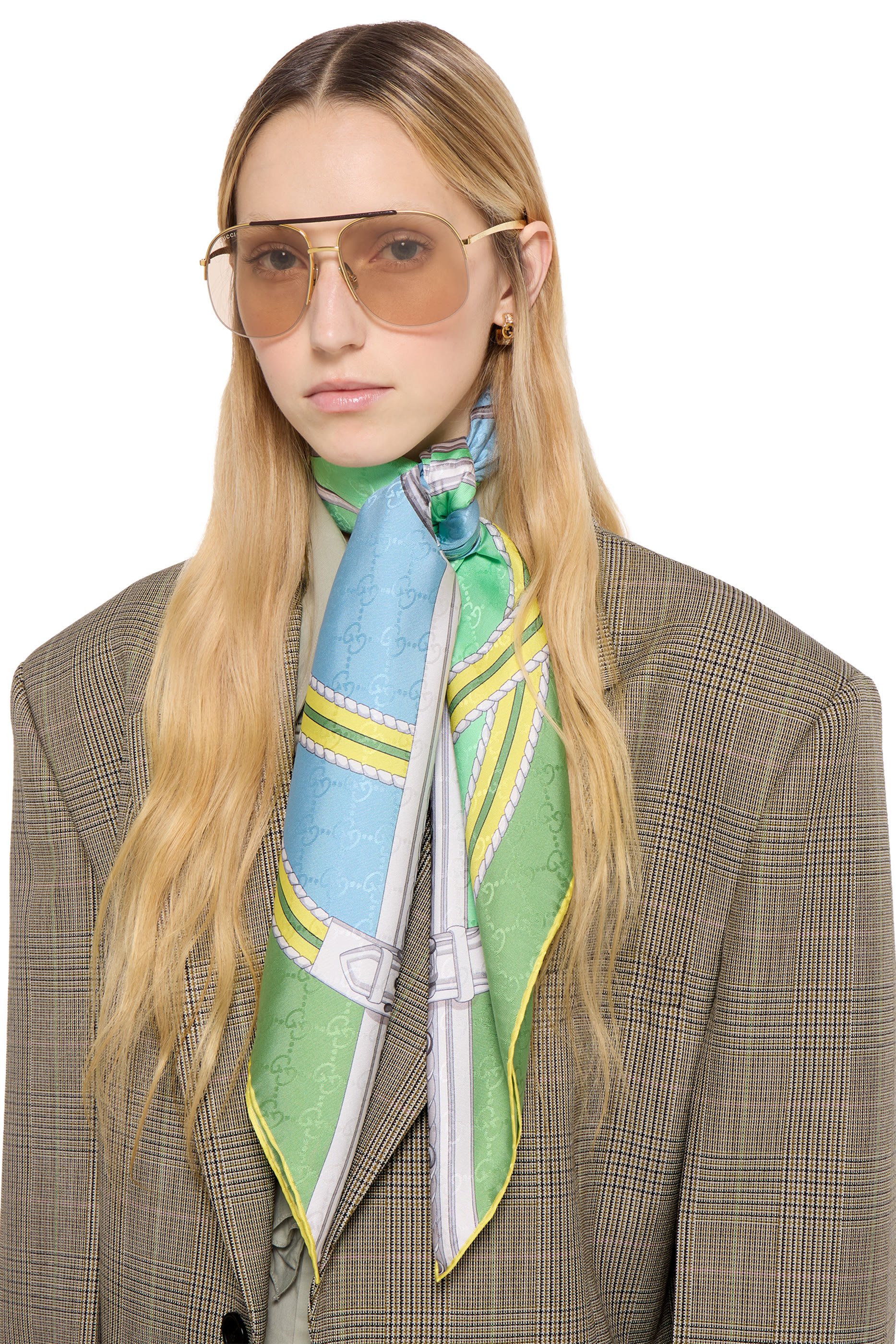 وشاح مربع حرير بنقشة جاكار