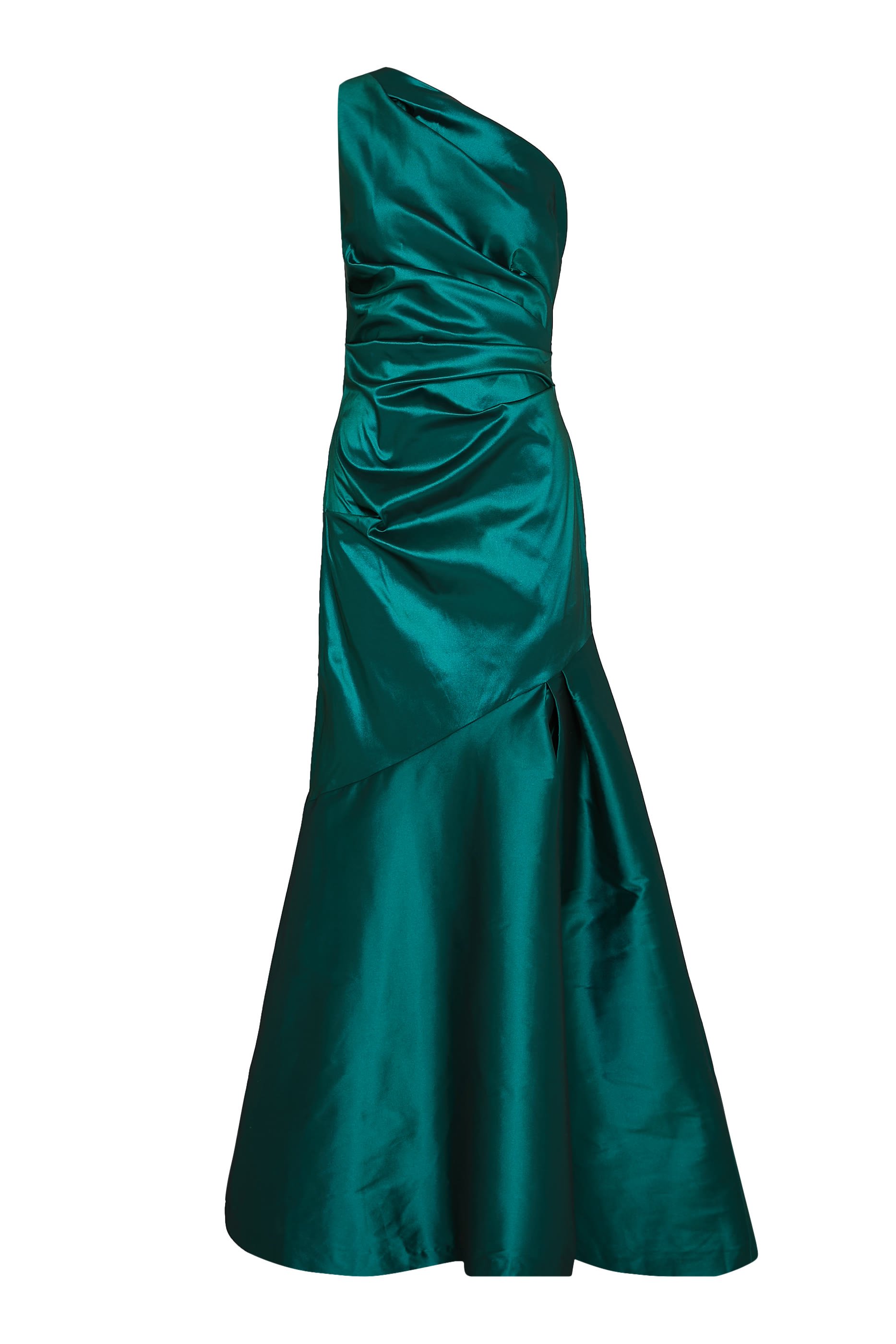 فستان بكتف مكشوف وطيات تافيتا مطاطي