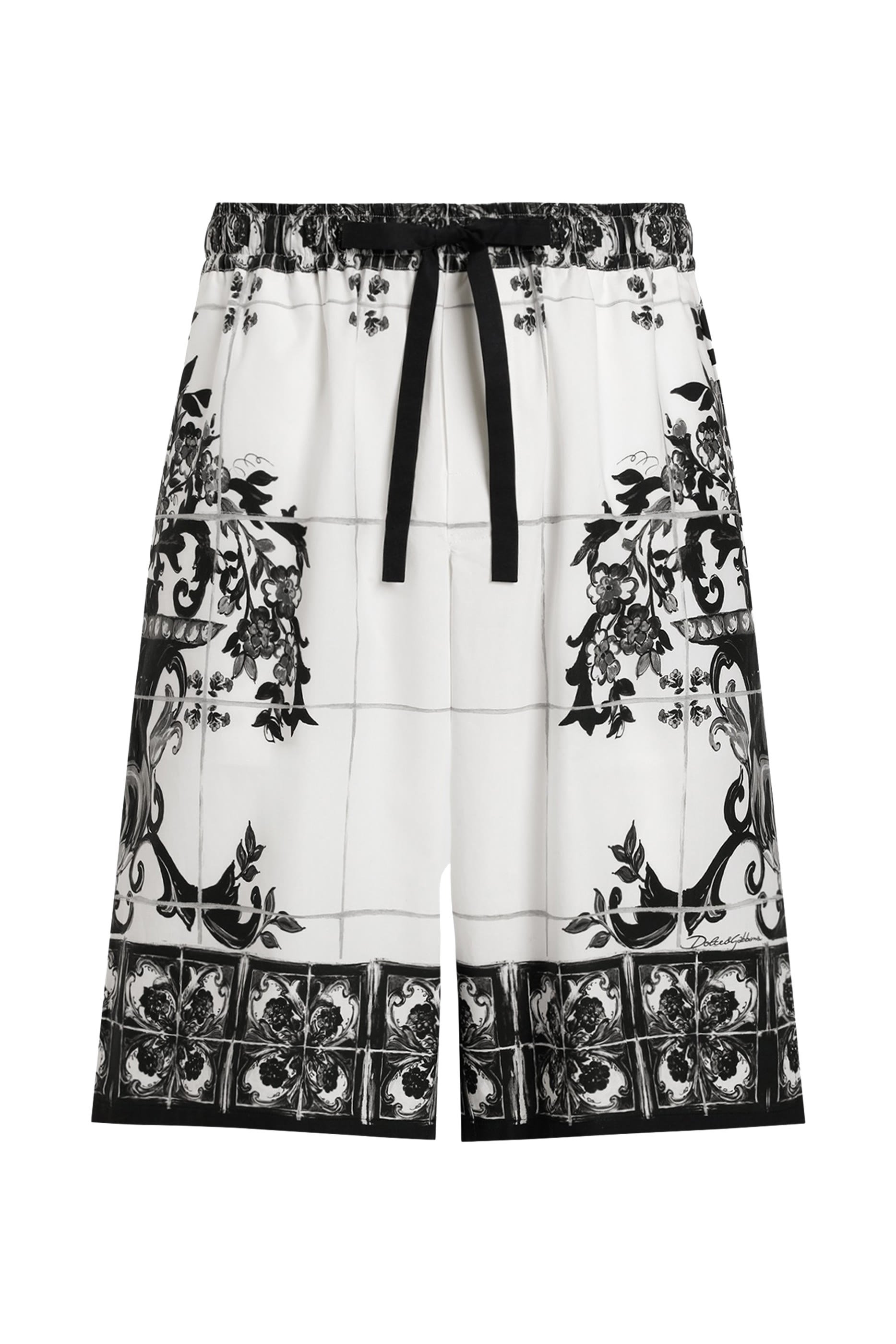 شورت بنقشة مايوليكا بوبلين