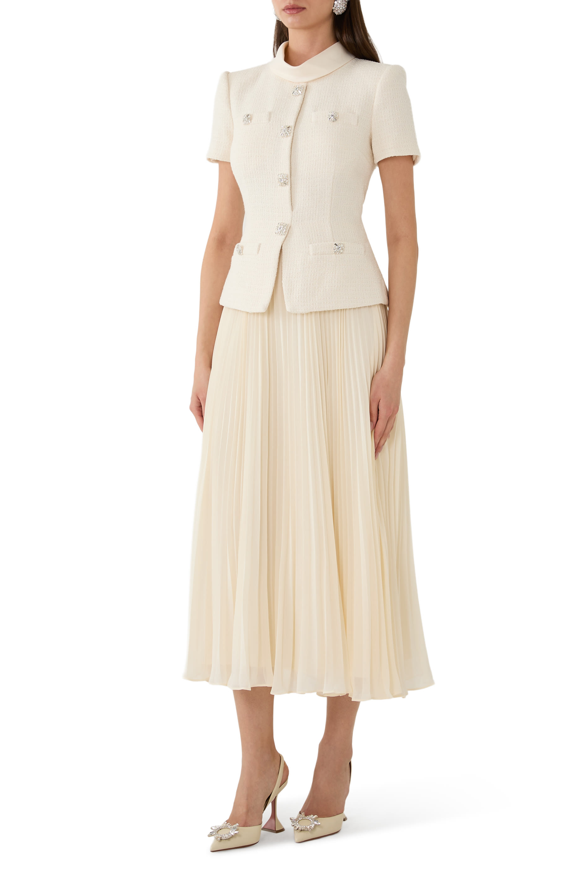 Boucle Collared Midi Dress 