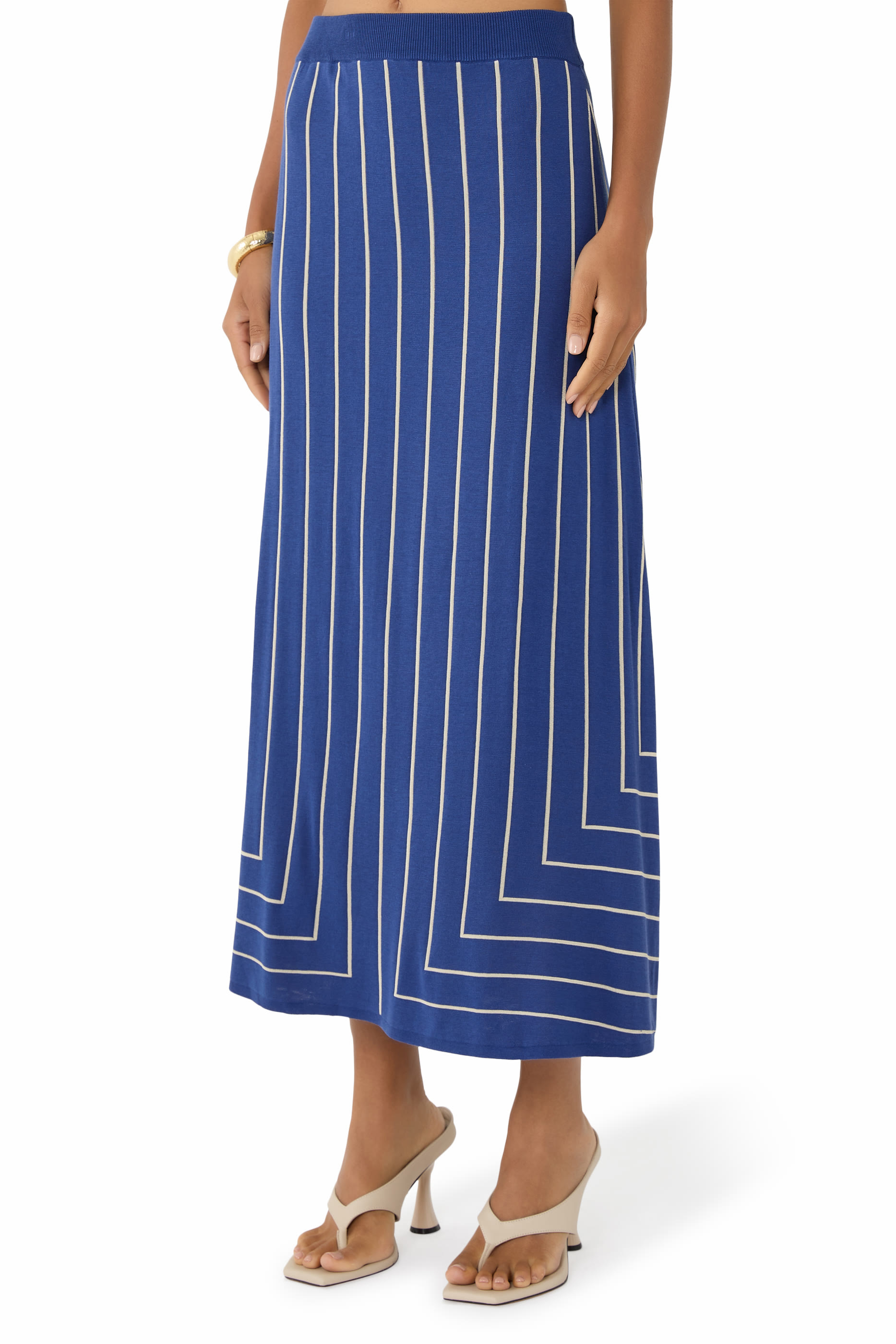 تنورة بنقشة هندسية مزيج حرير وجاكار