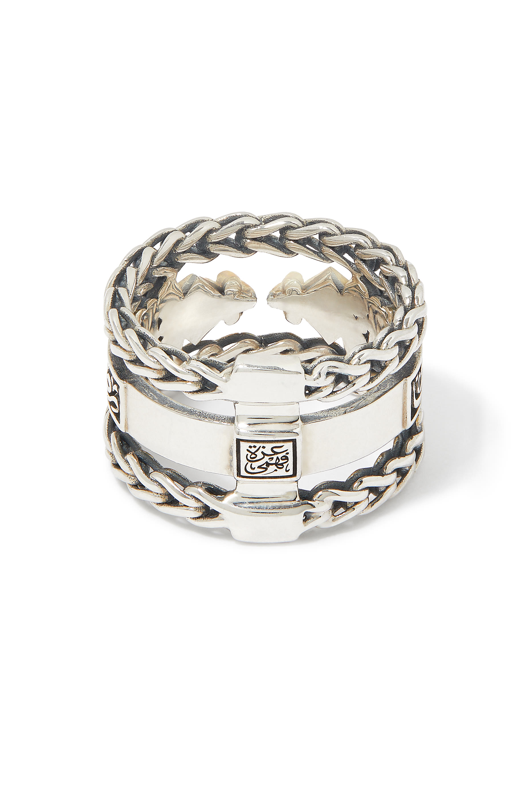 خاتم بتصميم سلسلة رومانية، فضة إسترلينية وذهب أصفر عيار 18