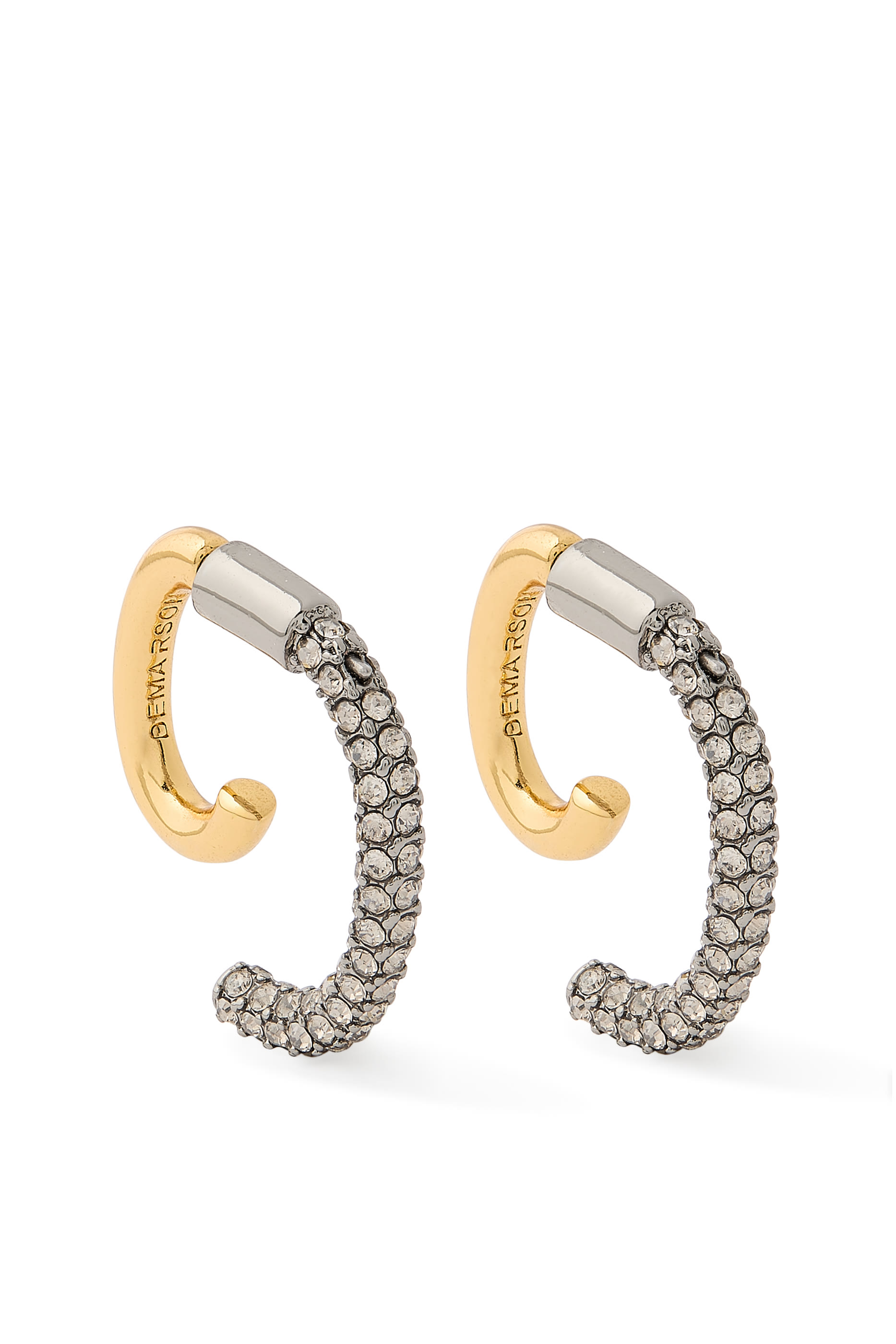 أقراط لونا صغيرة مرصعة بأحجار كريستال بافيه، نحاس مطلي بذهب عيار 12