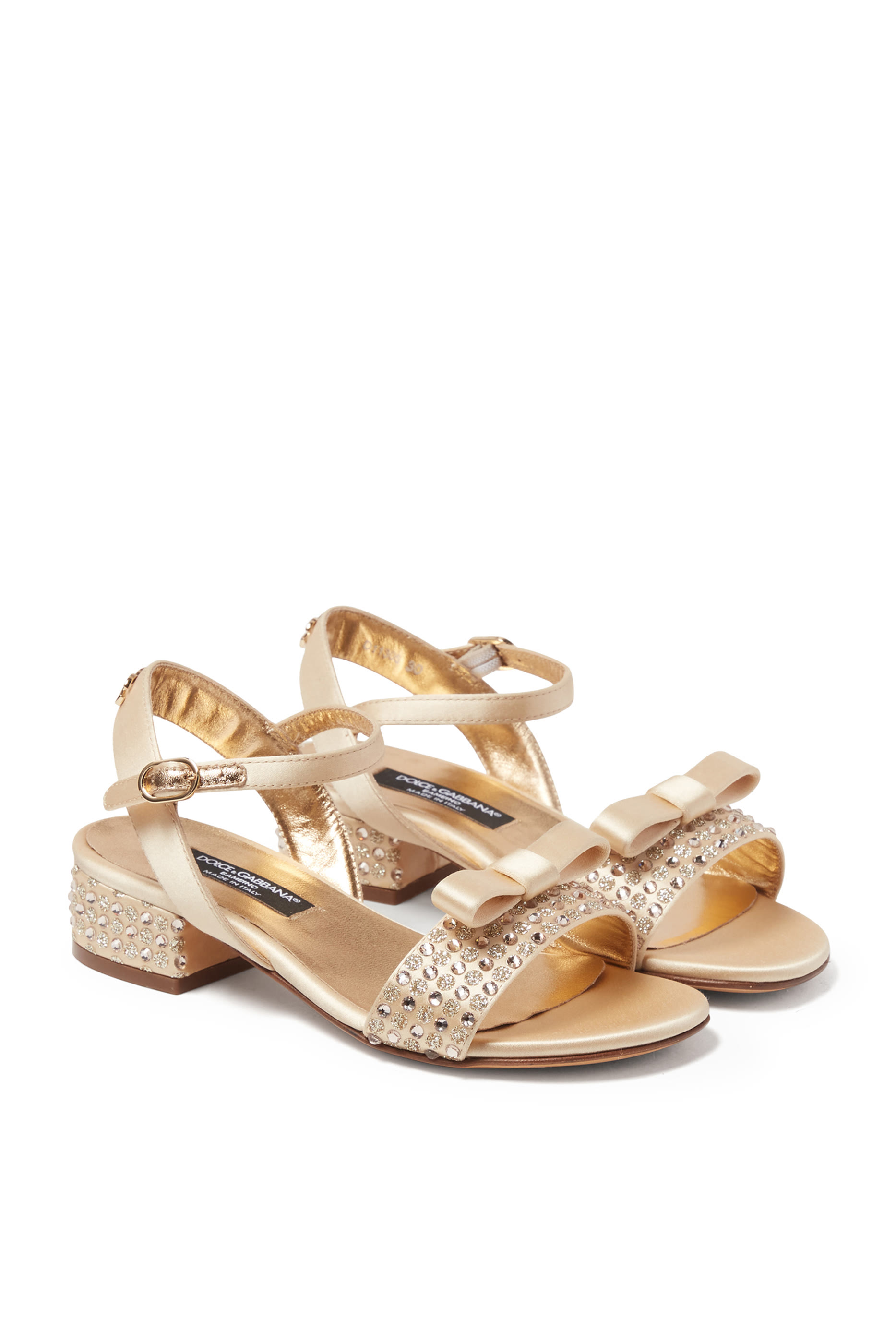 صندل ساتان مزين بنقاط لامعة وأحجار الراين للأطفال