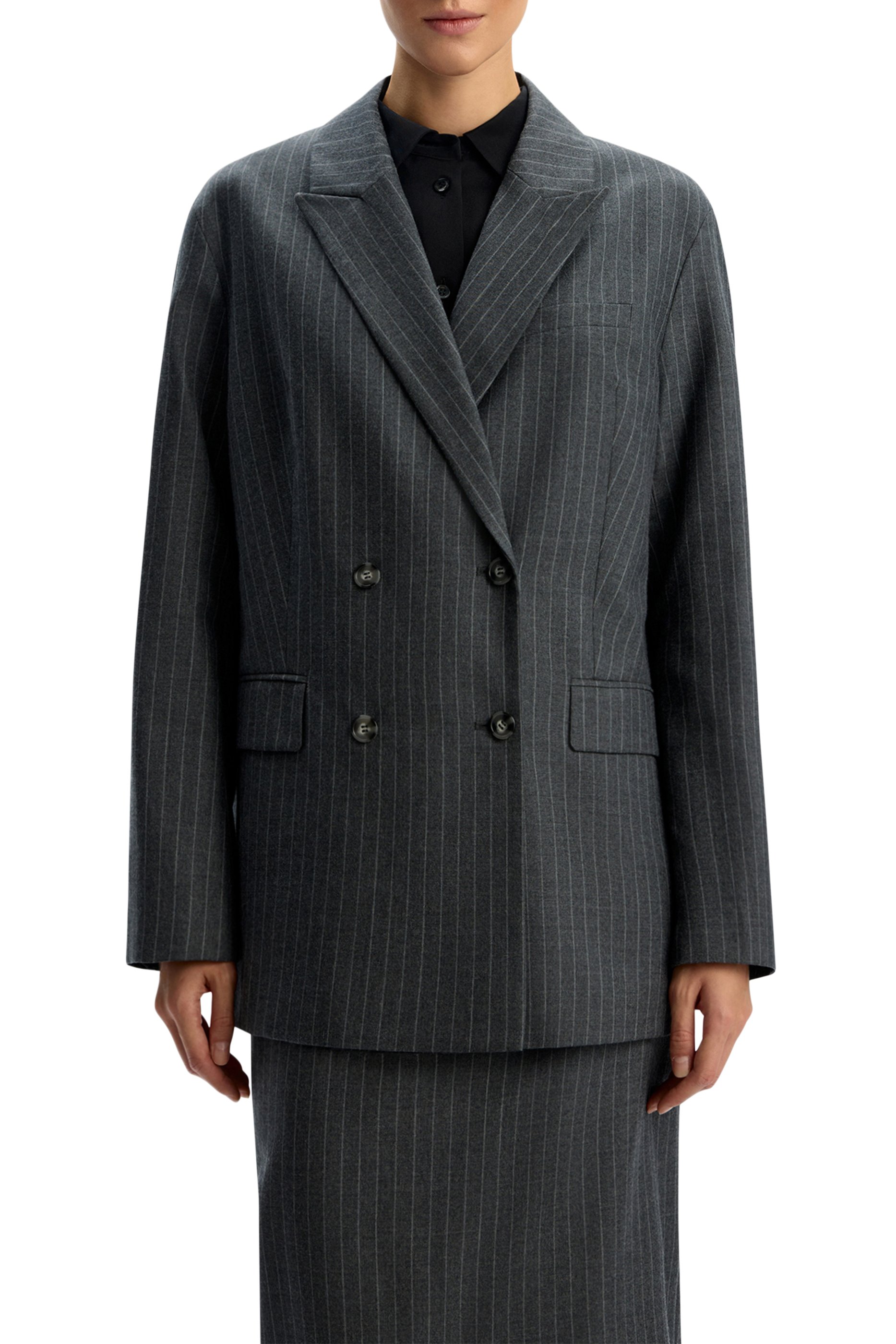  Pinstriped Wool Blazer
