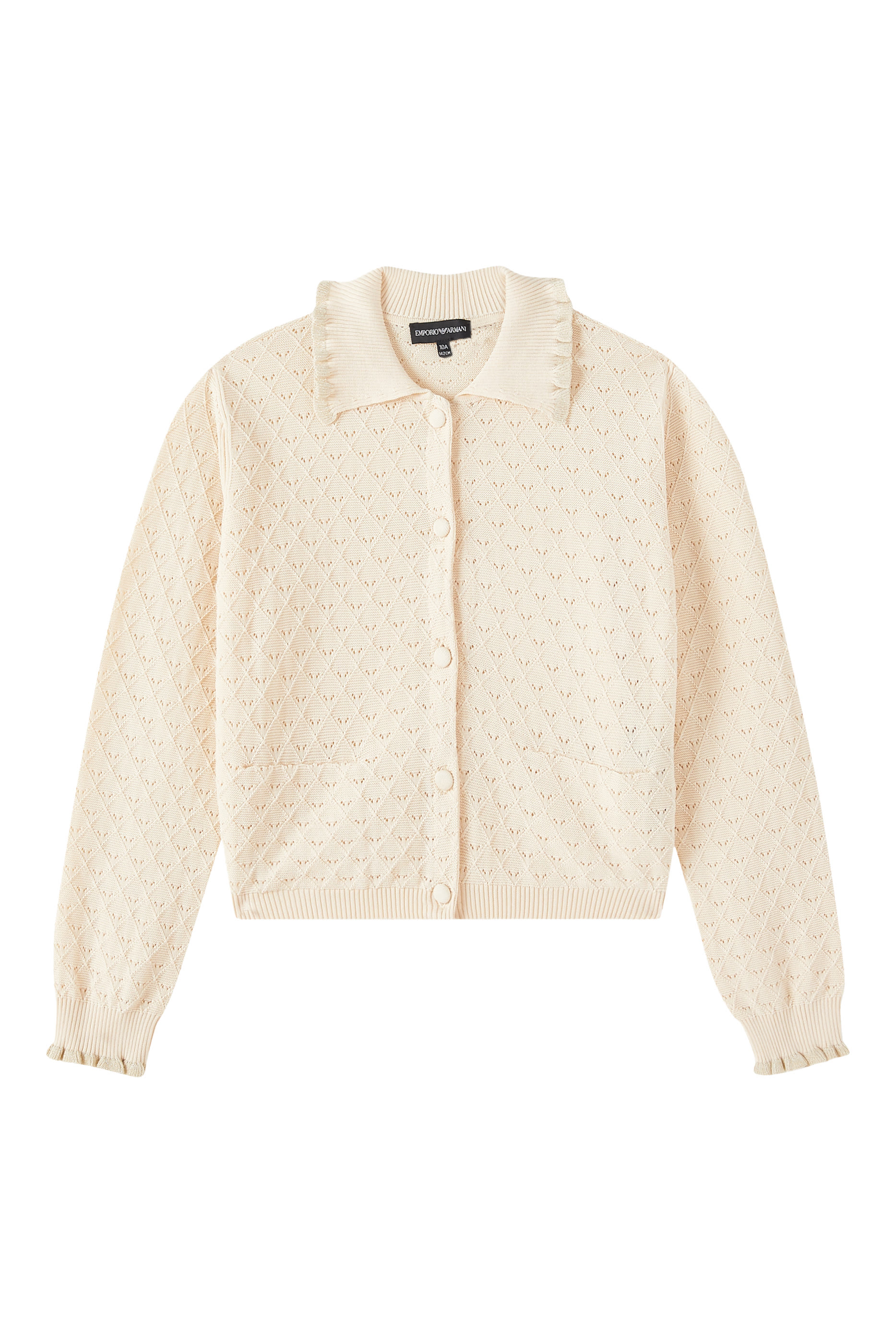 كنزة منسوجة بصف أزرار وشعار الماركة للأطفال