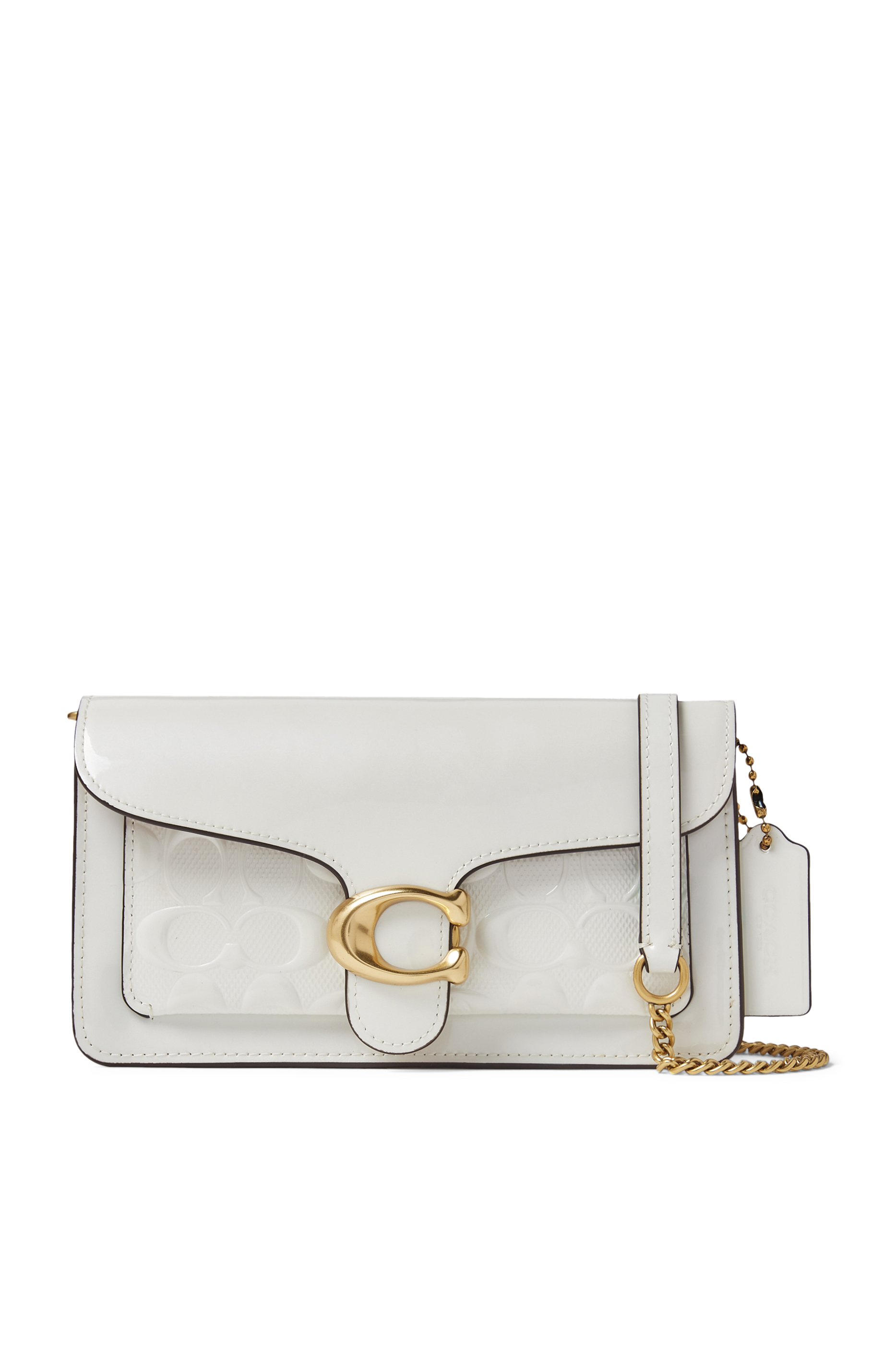 كلاتش تابي جلد لامع بنقشة شعار الماركة