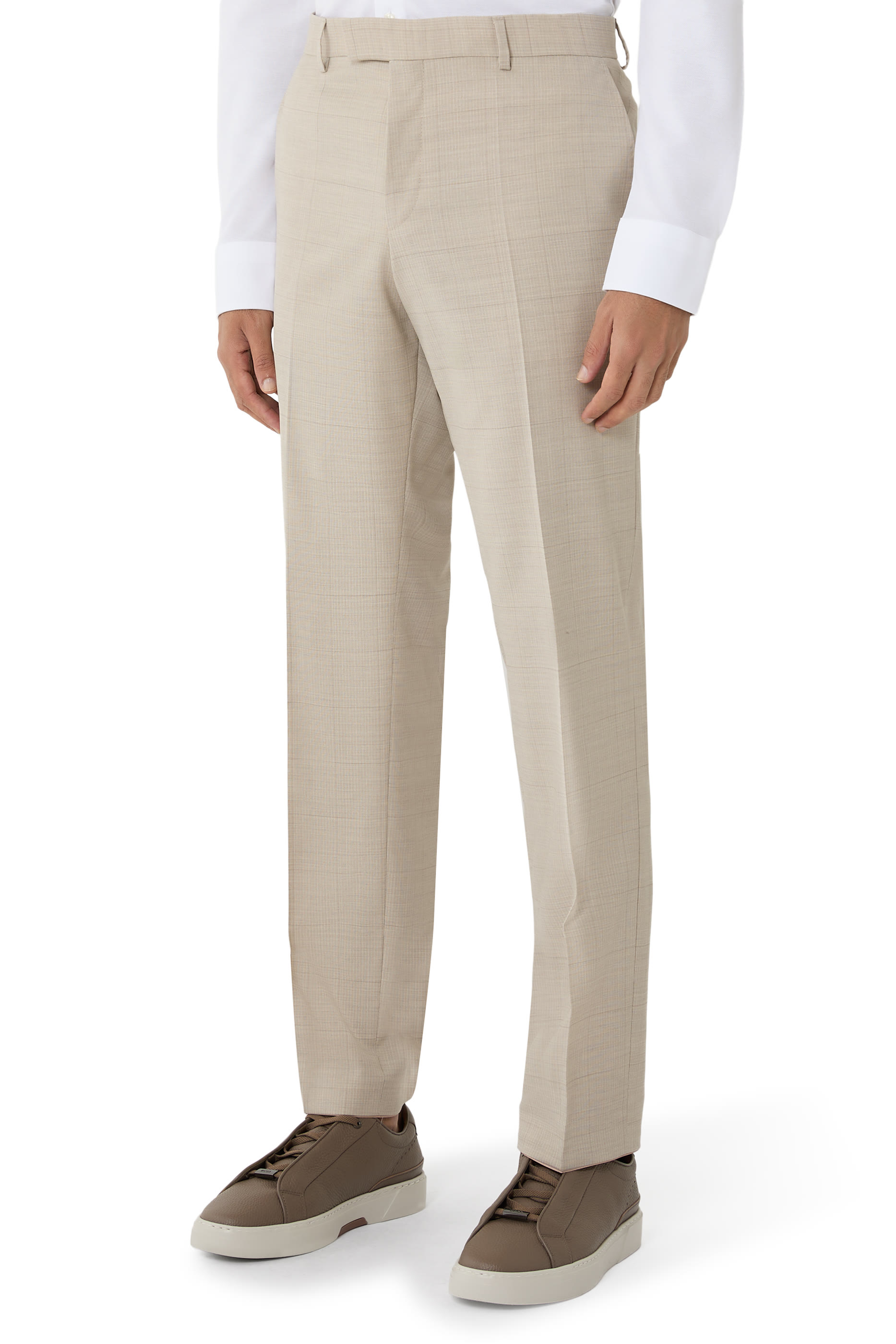 بدلة بقصة ضيقة صوف مطاطي بنقشة مربعات