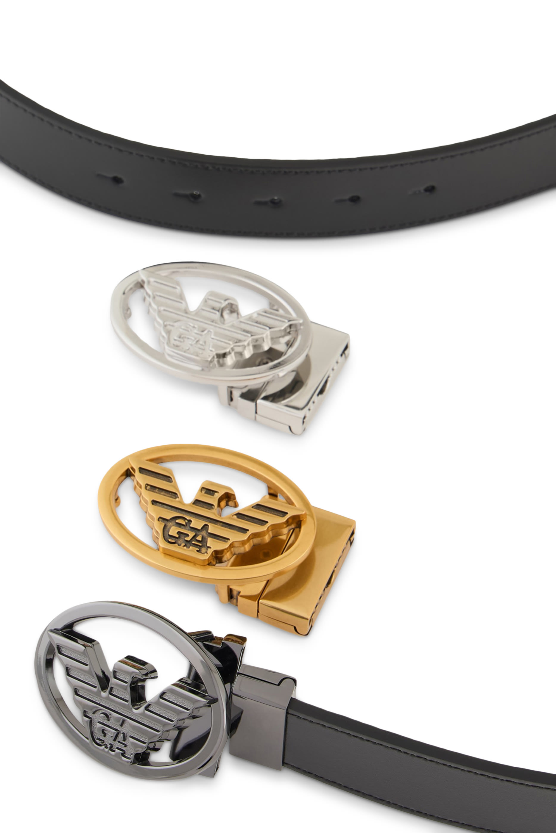 حزام بحلية بشعار الماركة جلد ناعم