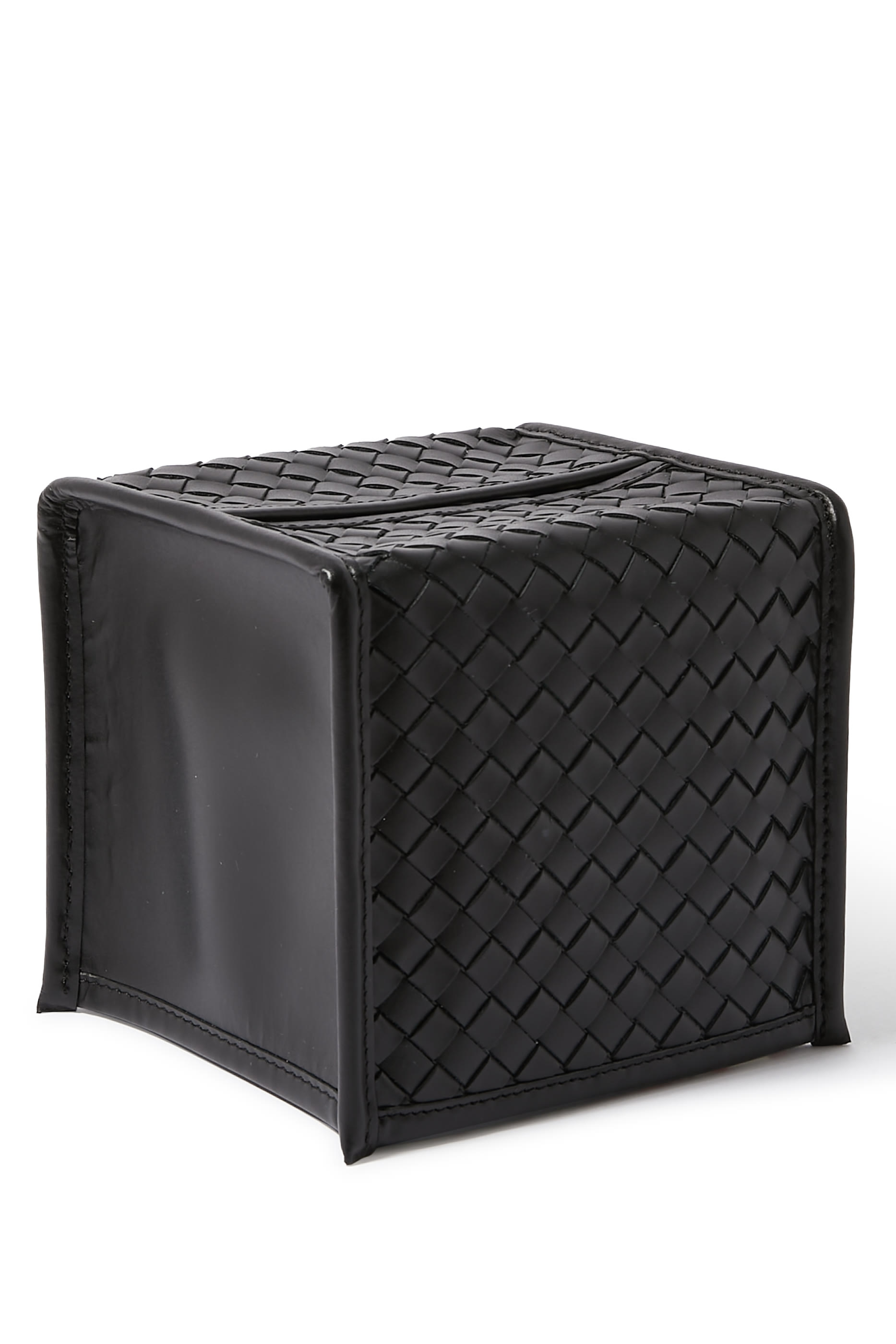 حامل مناديل جلد مجدول يدويا