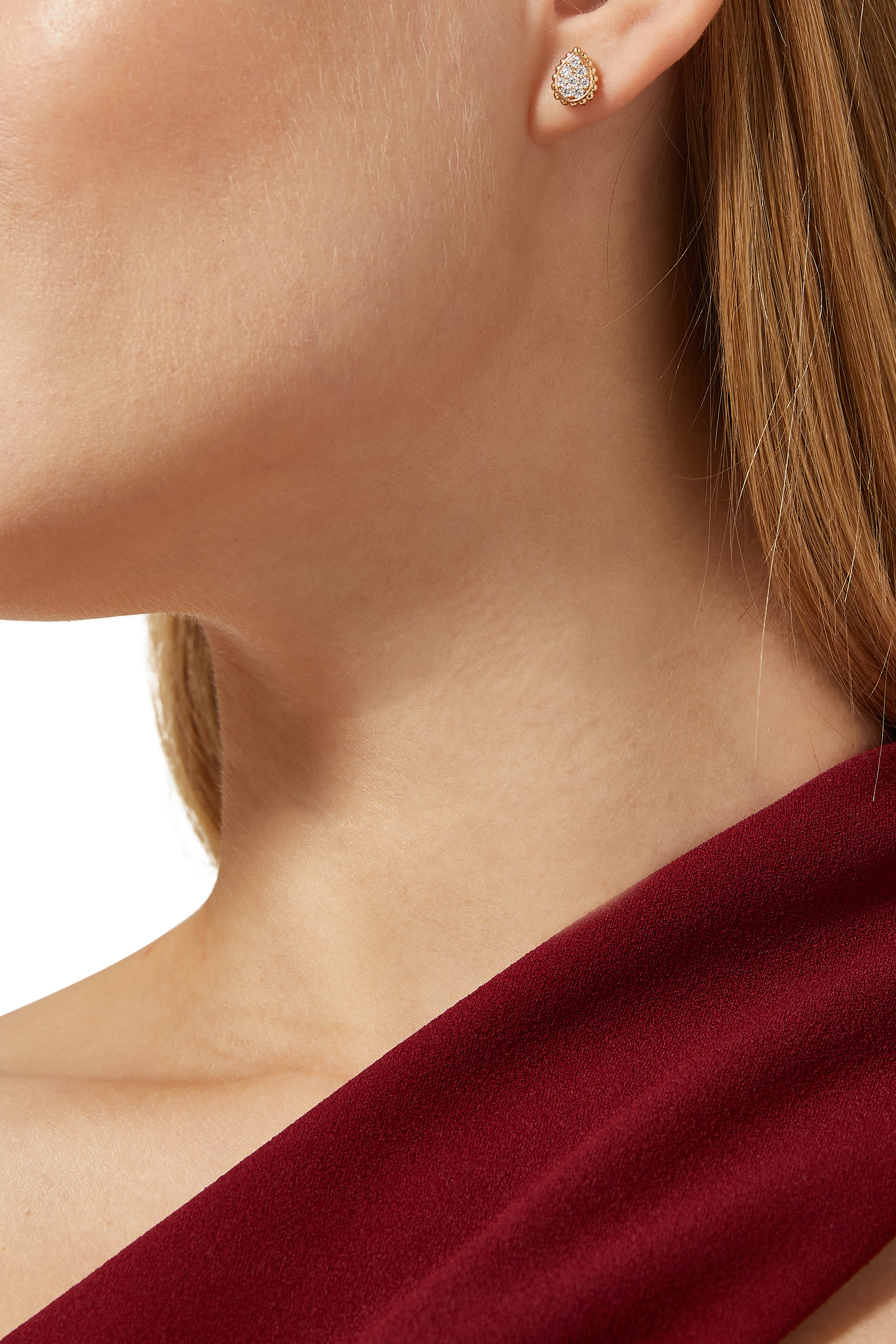 أقراط سيربنت بوهيم XS مرصعة بماس بافيه، ذهب وردي