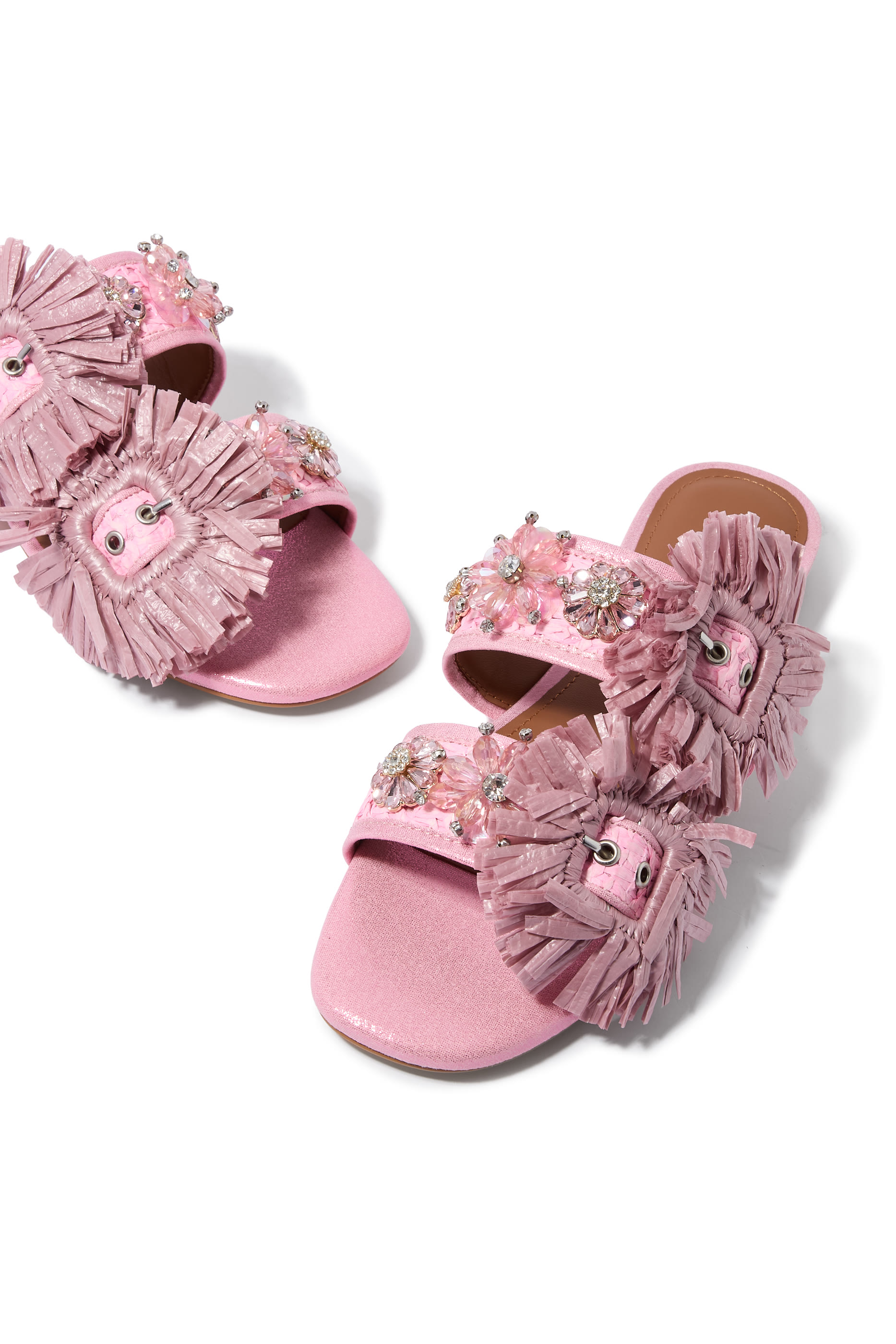 Raffia Buckle Flat Sandals