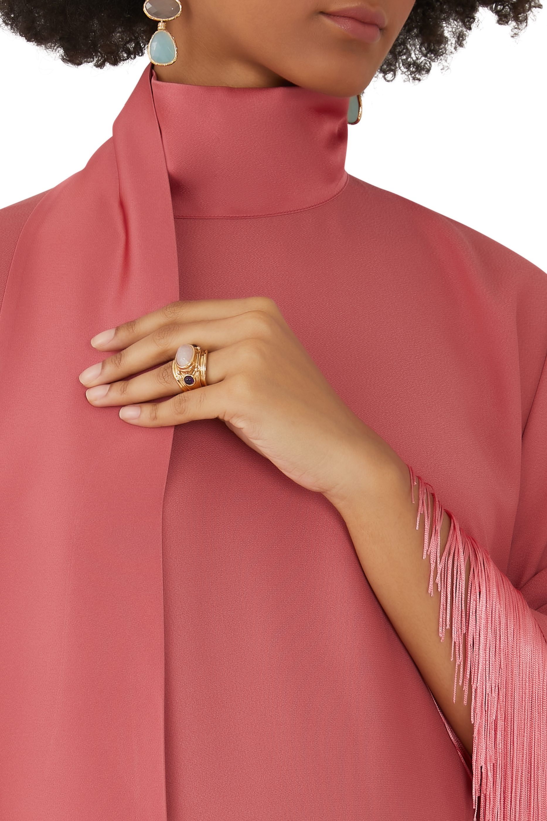 خاتم سايمون مرصع بأحجار كريمة نحاس مطلي بذهب عيار 24