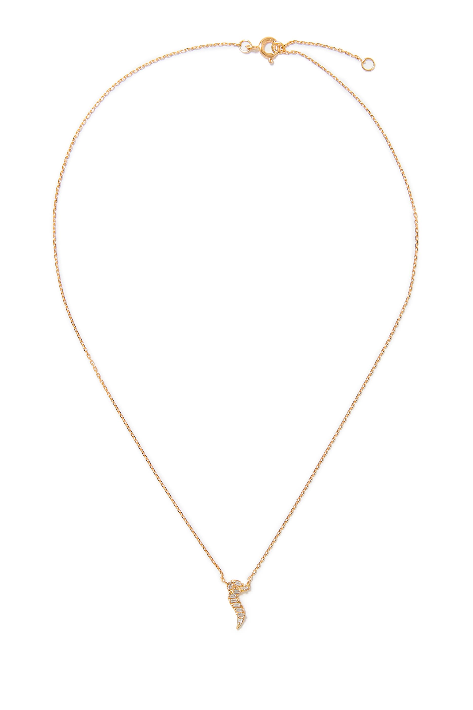 قلادة أولا بدلاية بتصميم حرف م مرصعة بالماس ذهب أصفر عيار 18