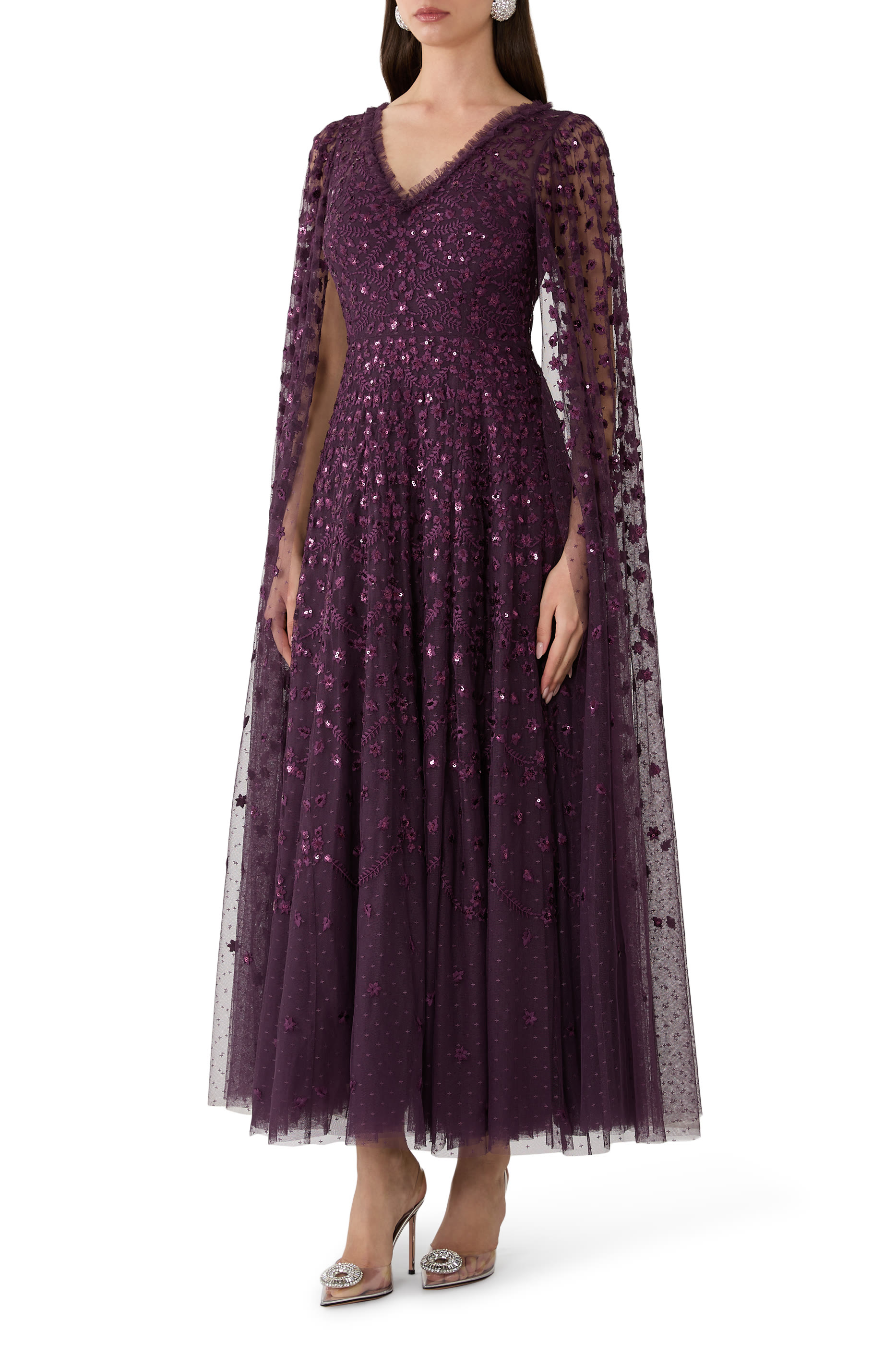 Clover Cape Sleeve Ankle Gown