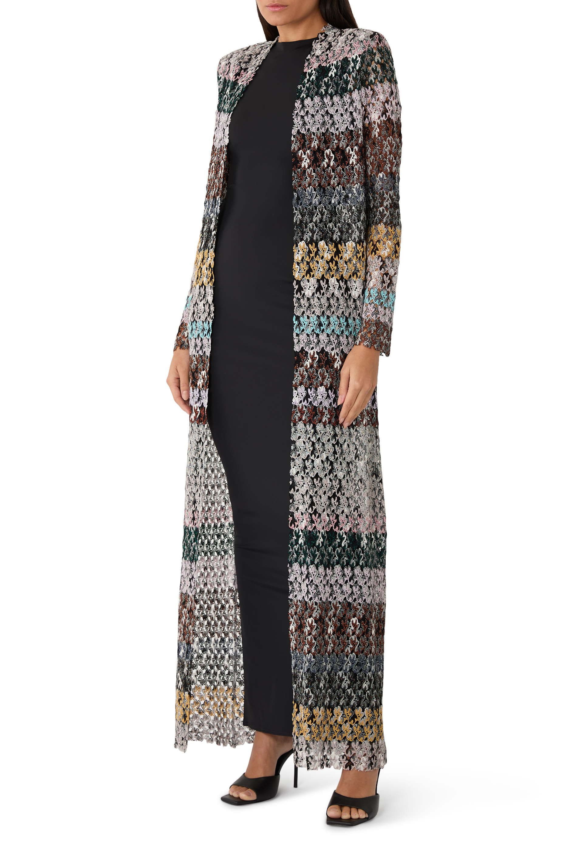 كارديغان طويل بحمالات دانتيل