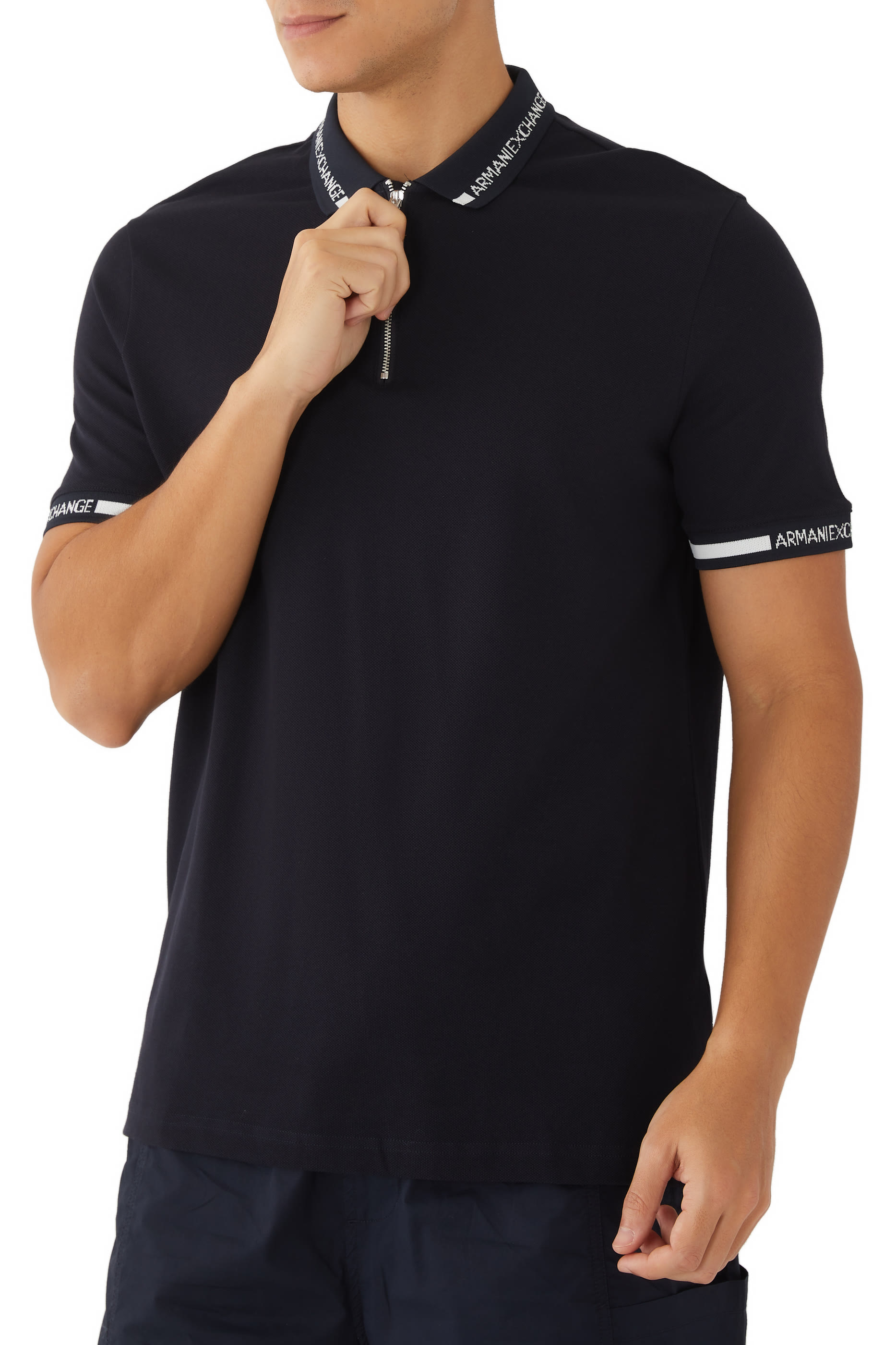 قميص بولو بنصف سحاب قطن بيكيه