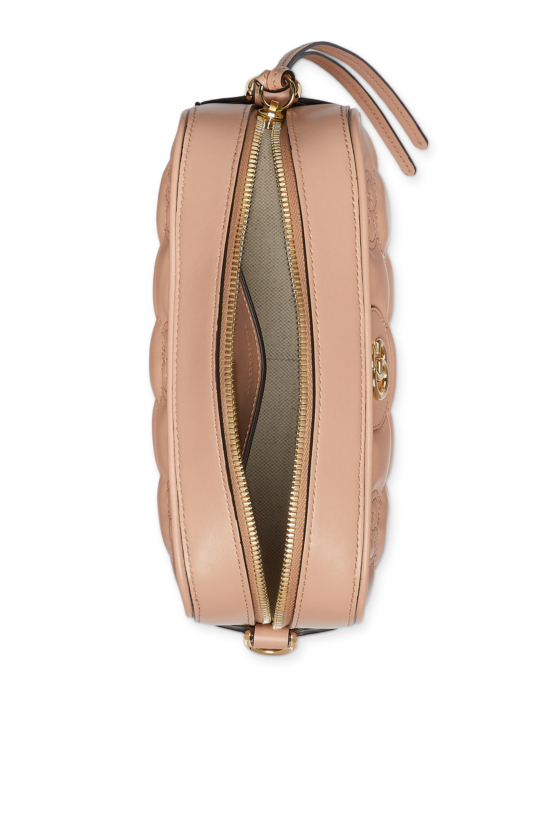 حقيبة كتف صغيرة بنقشة حرفي شعار الماركة جلد مبطن