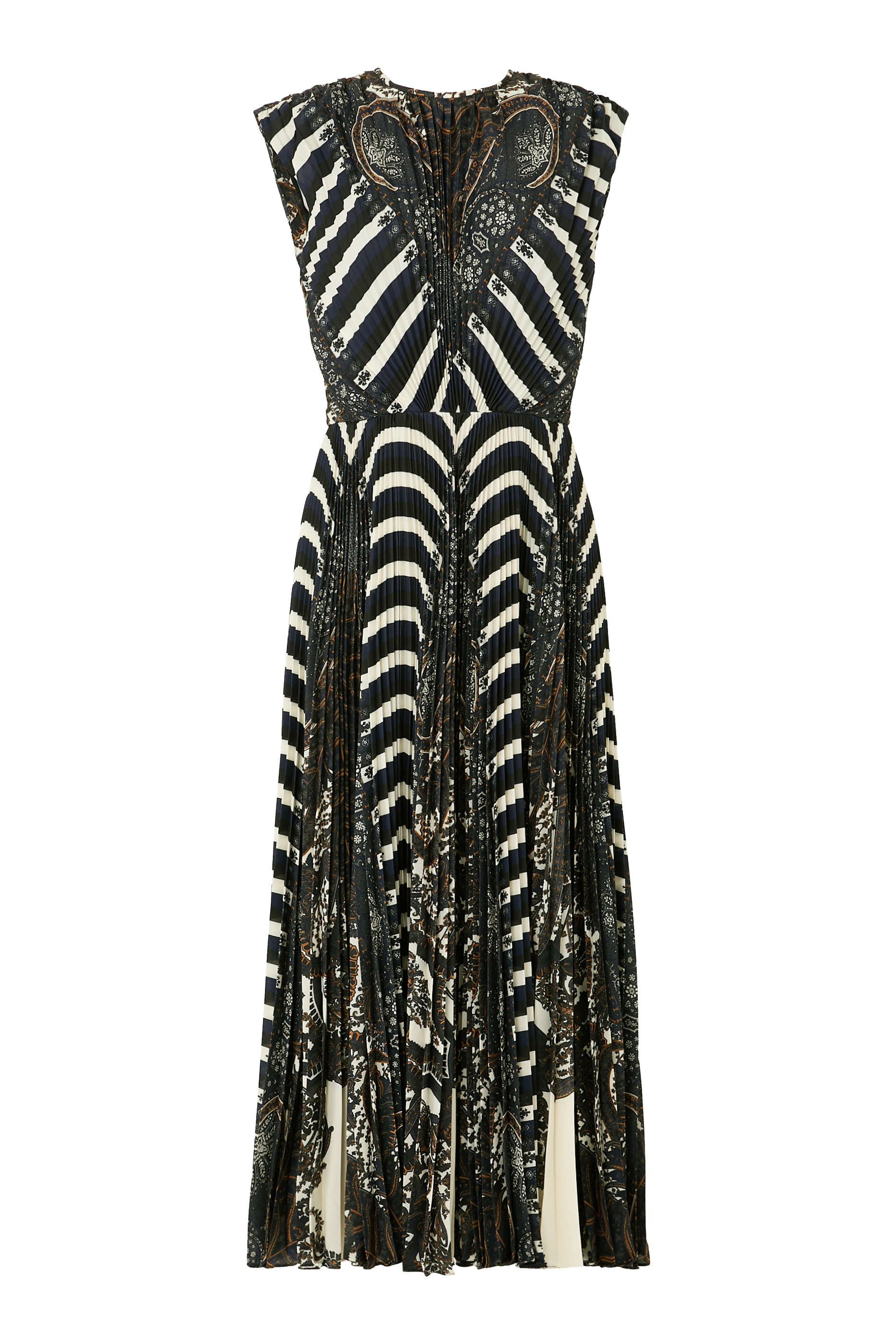 فستان فيوليتا متوسط الطول بلا أكمام وبطيات