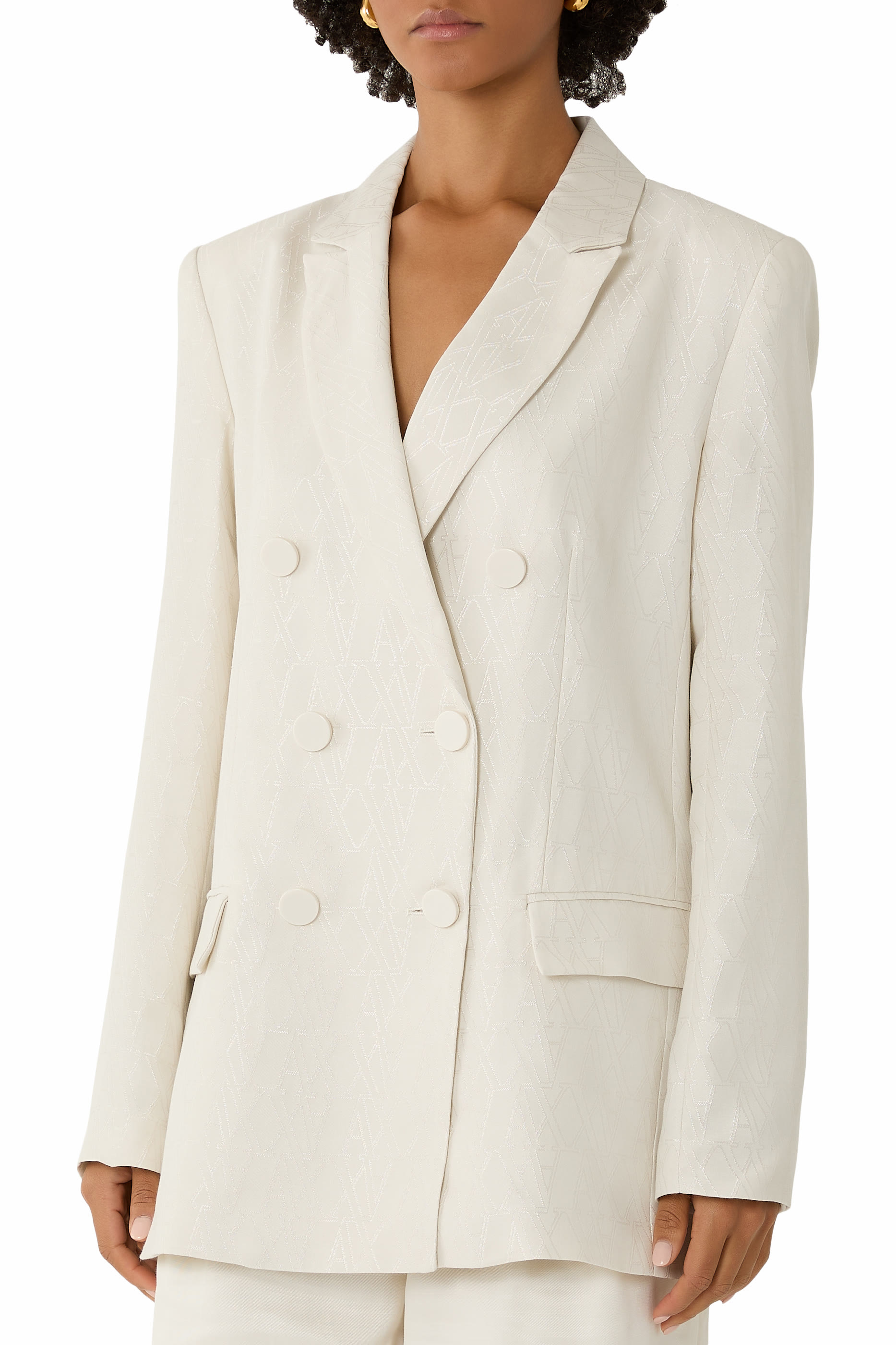 بليزر بضفي أزرار مزين كليا بشعار الماركة