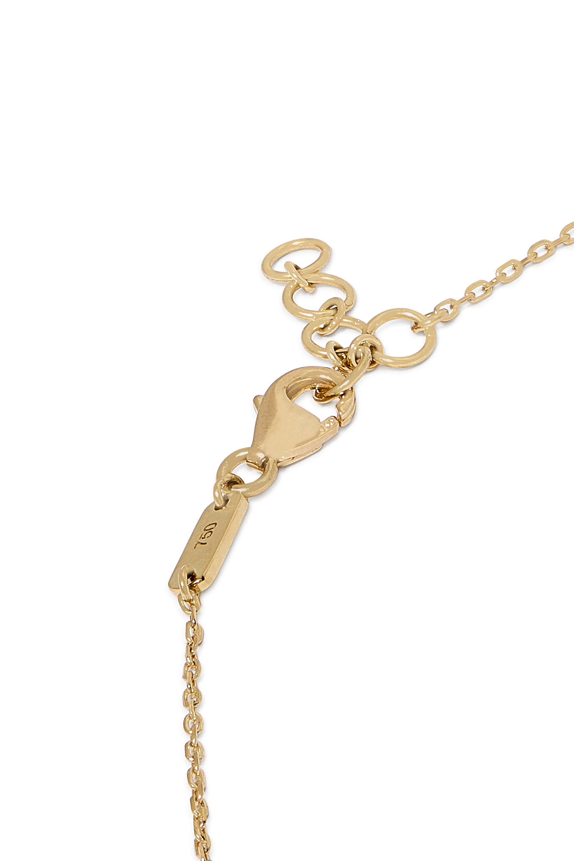 Kids Tiny Bling Heart Letter 'Ein' Necklace, 18K Yellow Gold & Enamel