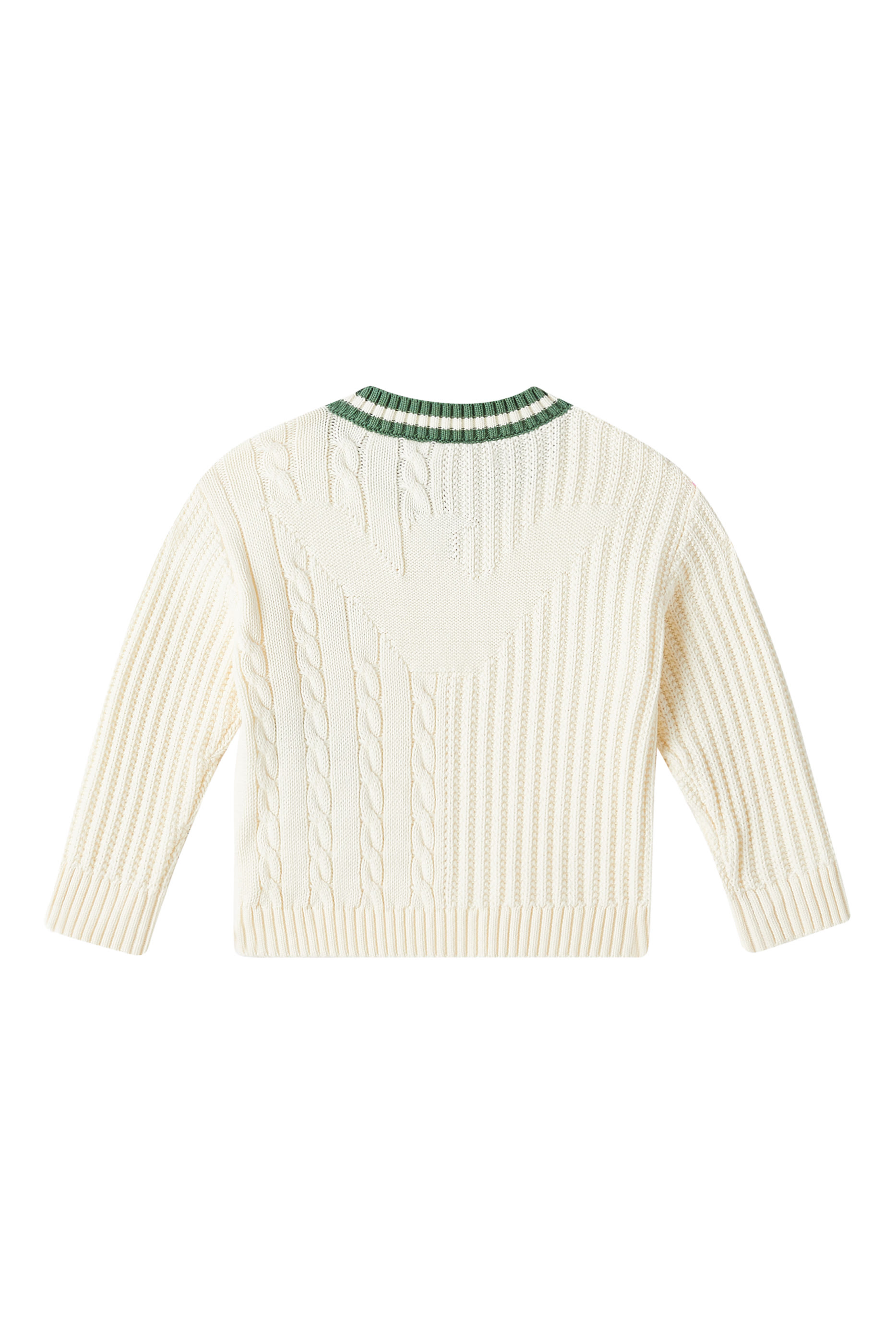 سترة منسوجة بتطريز شعار الماركة على الصدر للأطفال