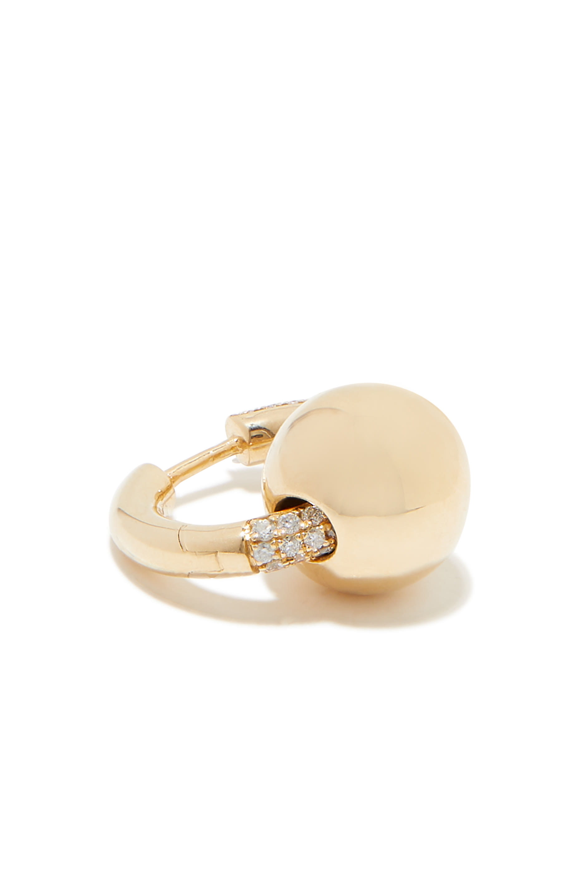 قرط دائري مرصع بالماس ذهب أصفر عيار 14