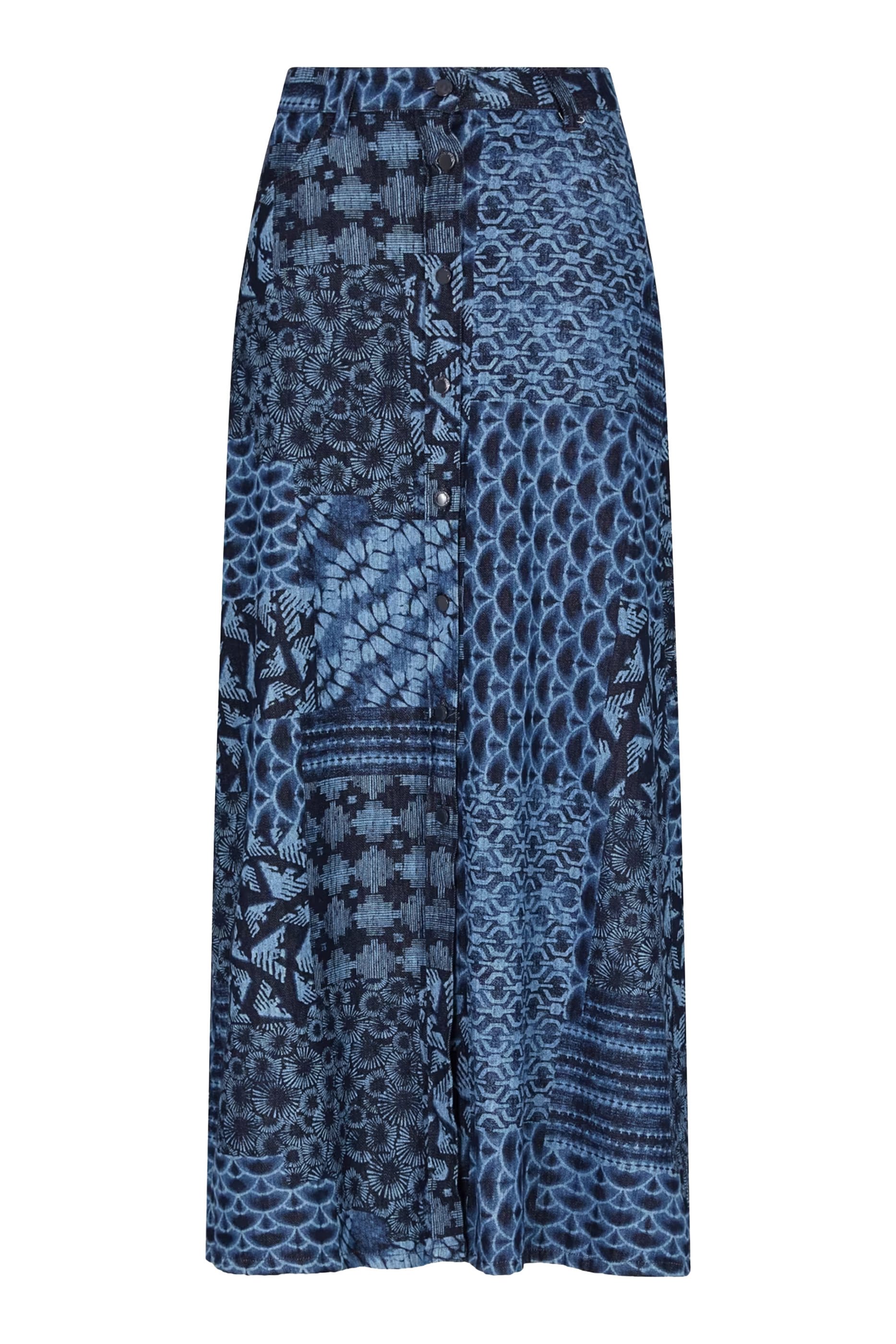 تنورة مزينة كليا بنقشة قطن دنيم