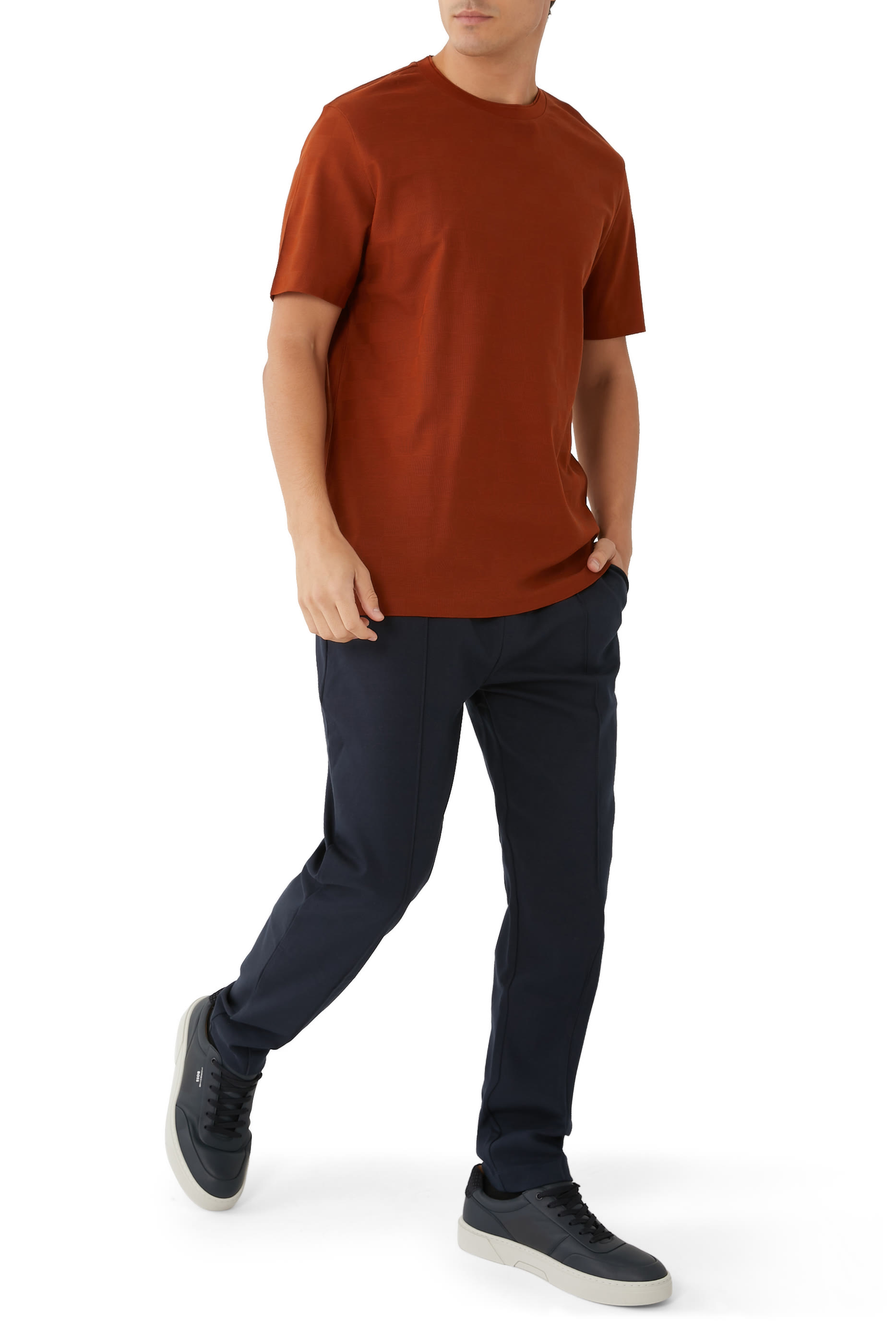 تيشيرت بورش بنقشة مربعات جاكار