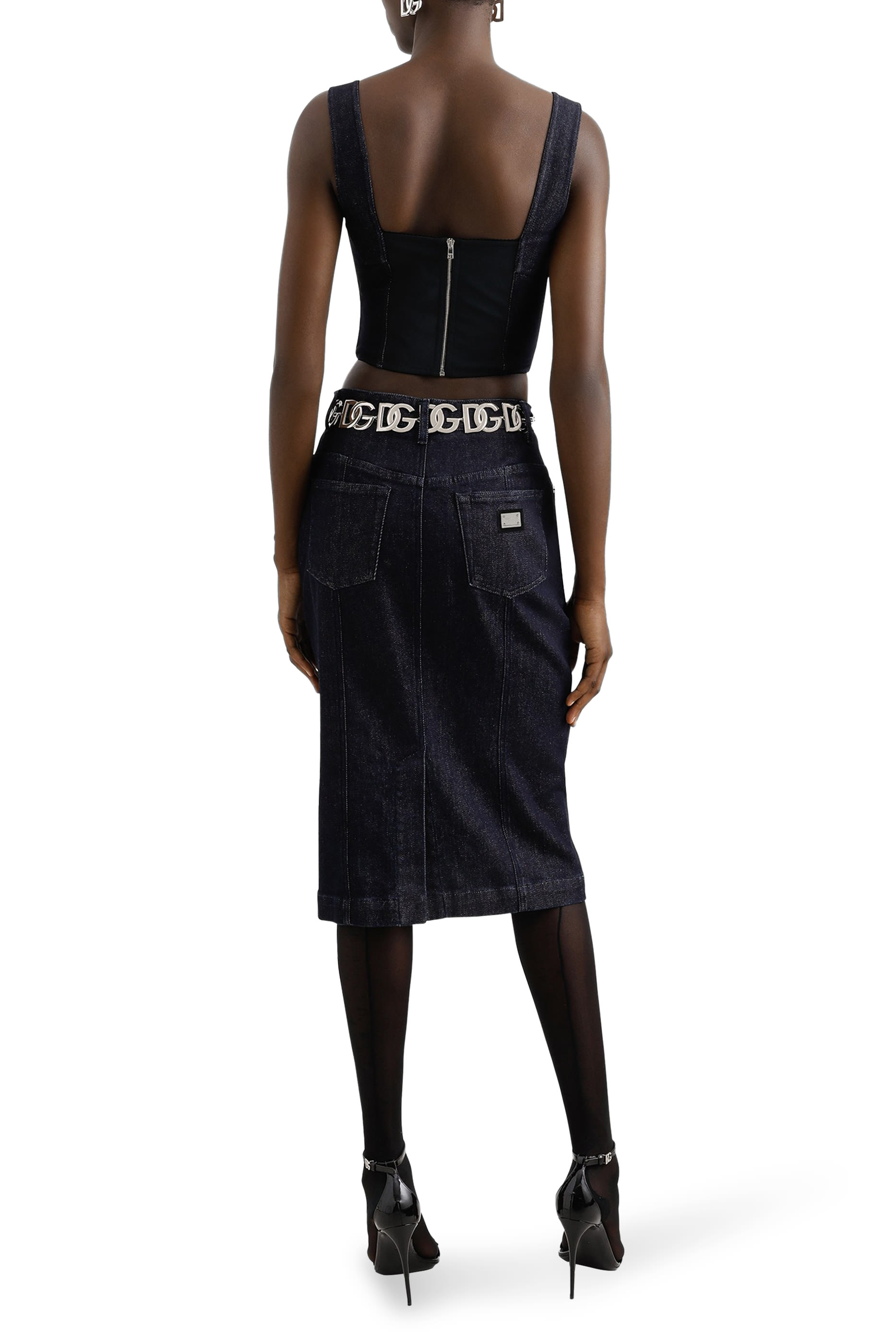 تنورة متوسطة الطول دنيم