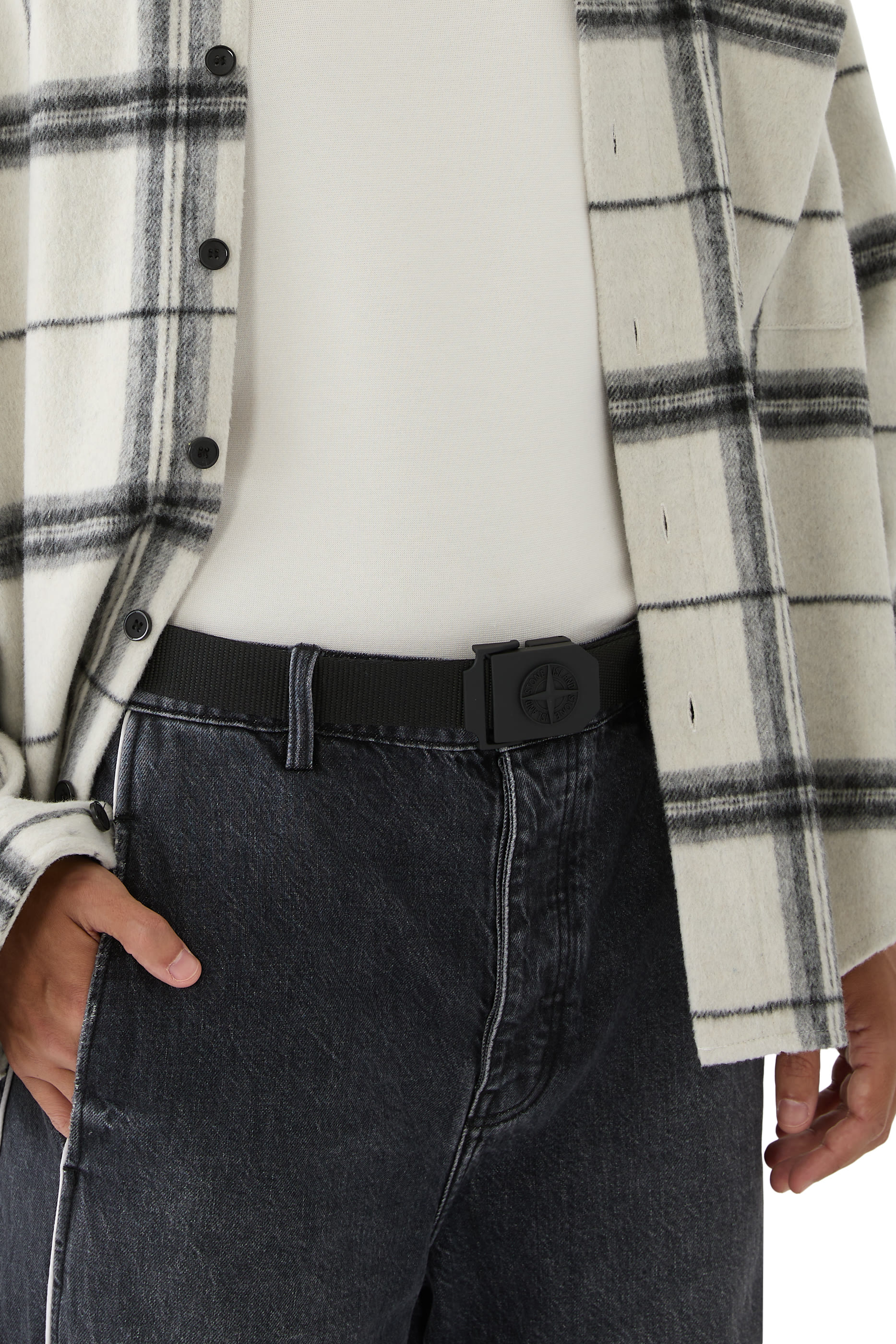 حزام بمشبك معدني غير لامع