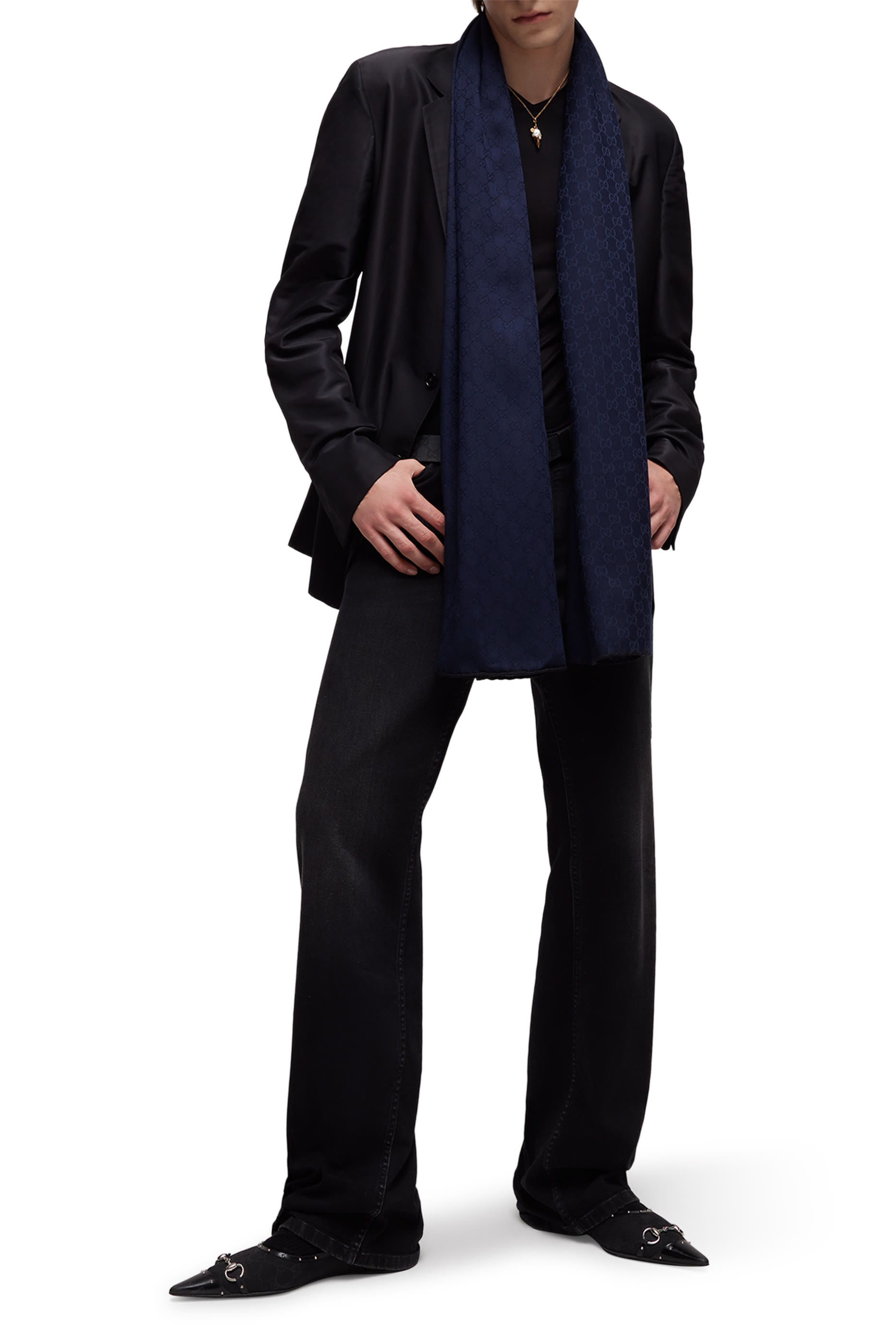 وشاح بنقشة حرفي  شعار الماركة صوف وحرير جاكار