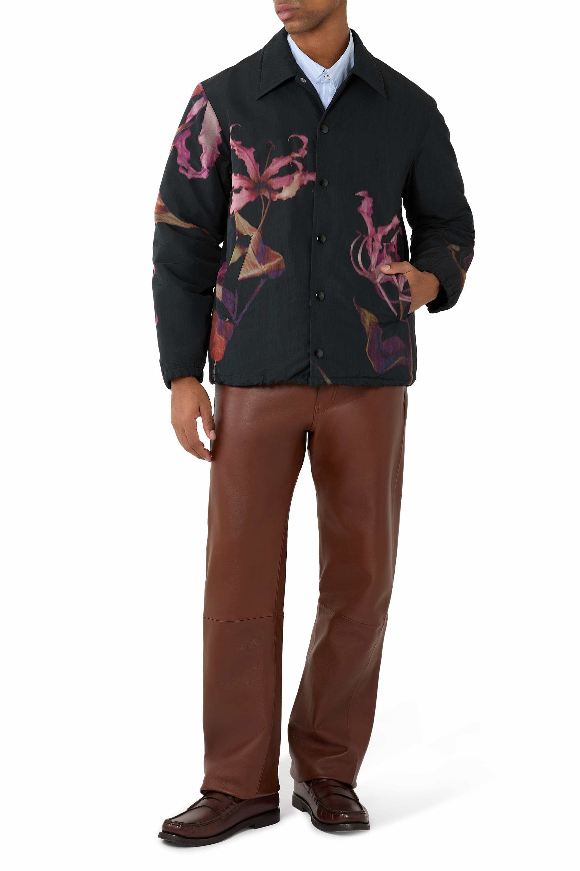 جاكيت بتصميم قميص مزين بنقشات