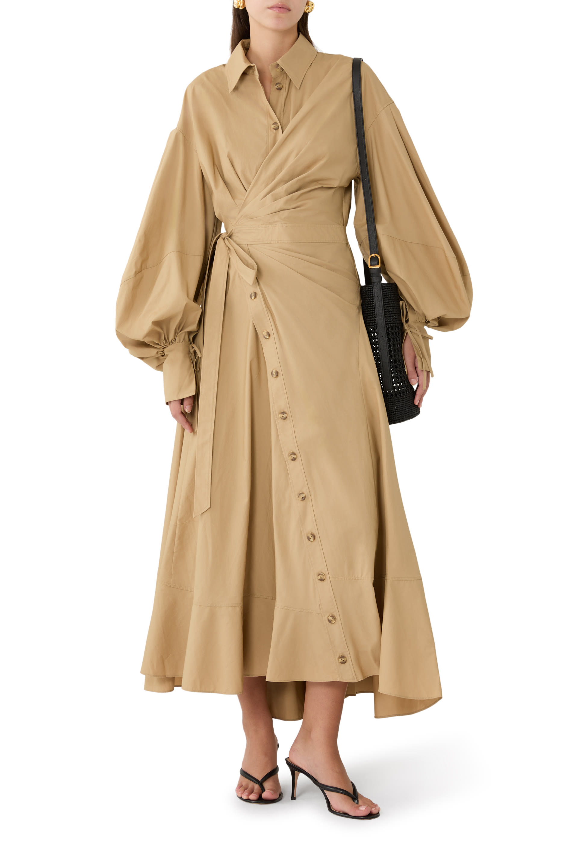 فستان ريبليون متوسط الطول بوبلين