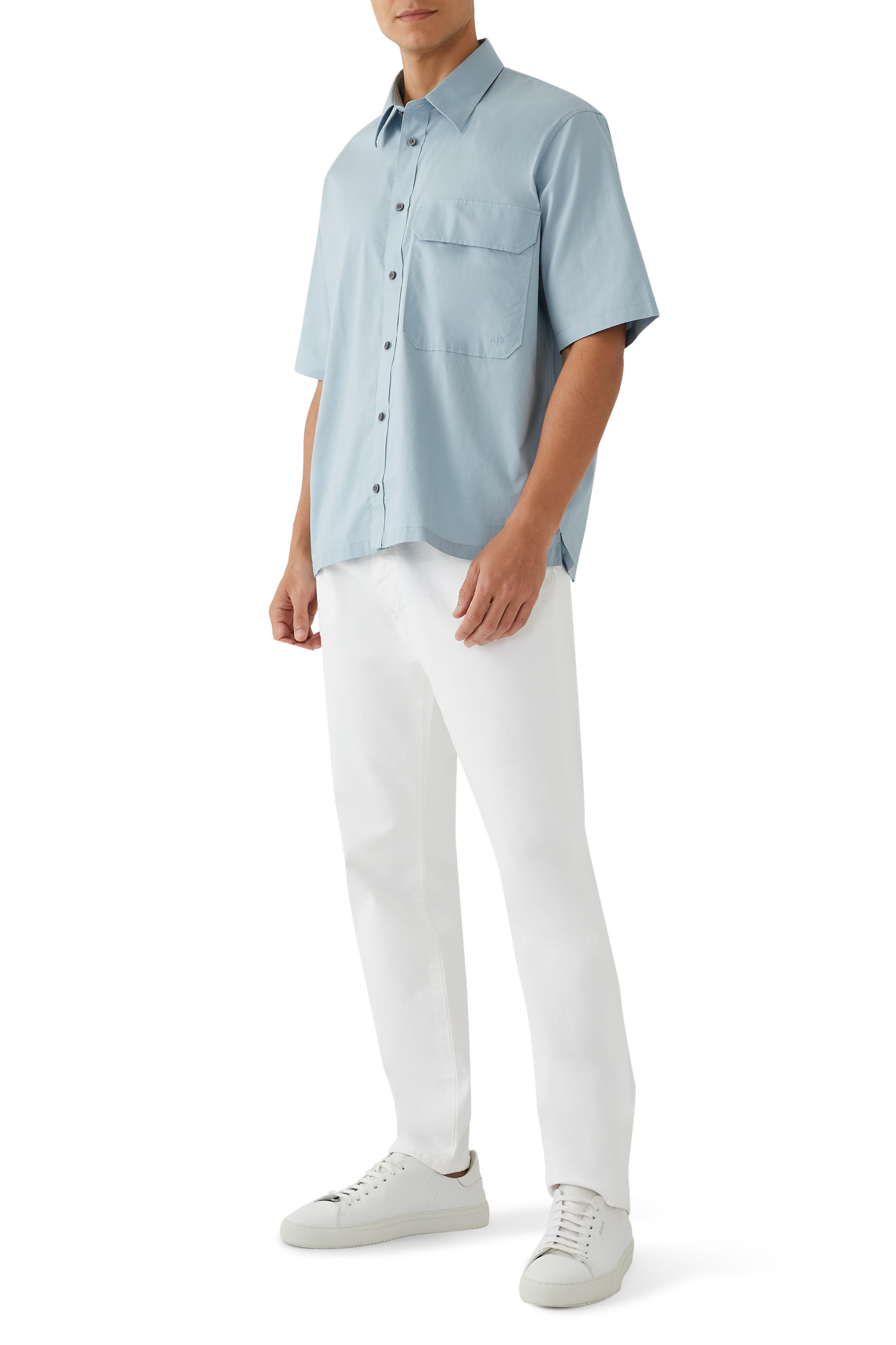 قميص ذا جريد بأكمام قصيرة