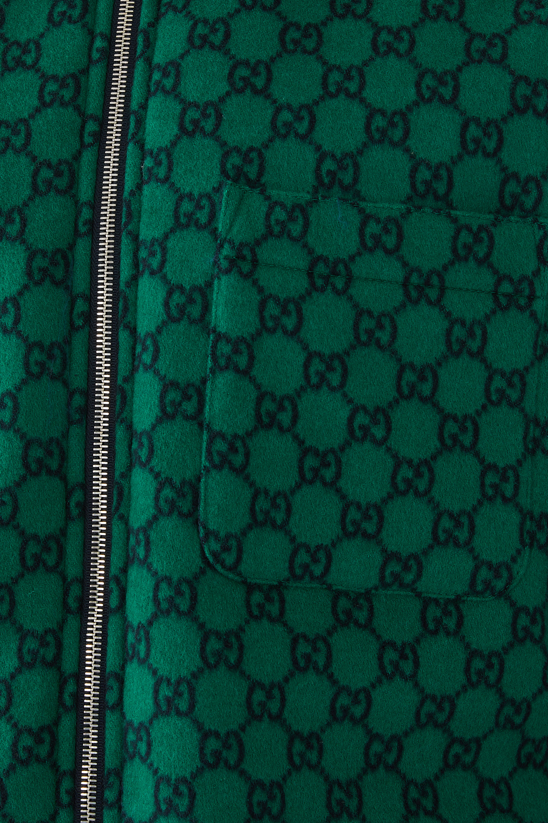 قميص بنمط جاكيت مبطن بنقشة حرفي شعار الماركة صوف فلانيل