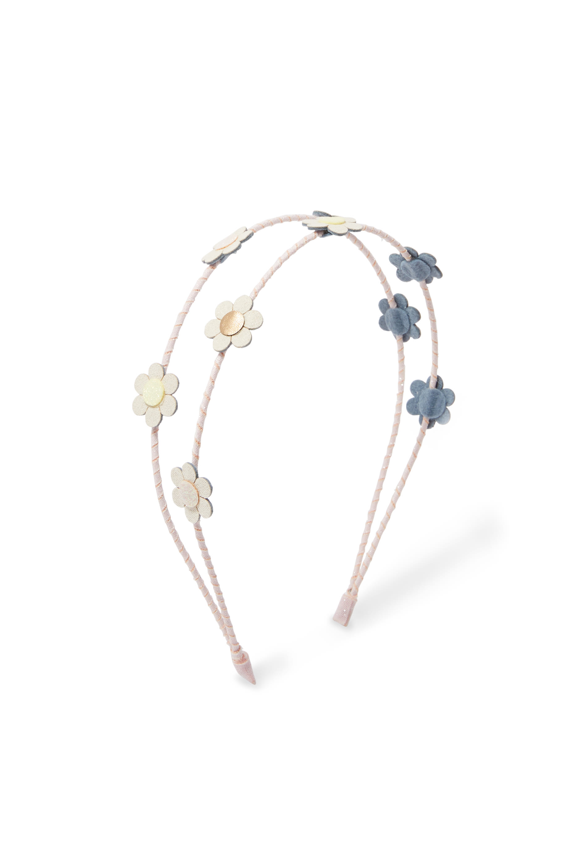 طوق رأس مزدوج أليس مزين بزهور للأطفال