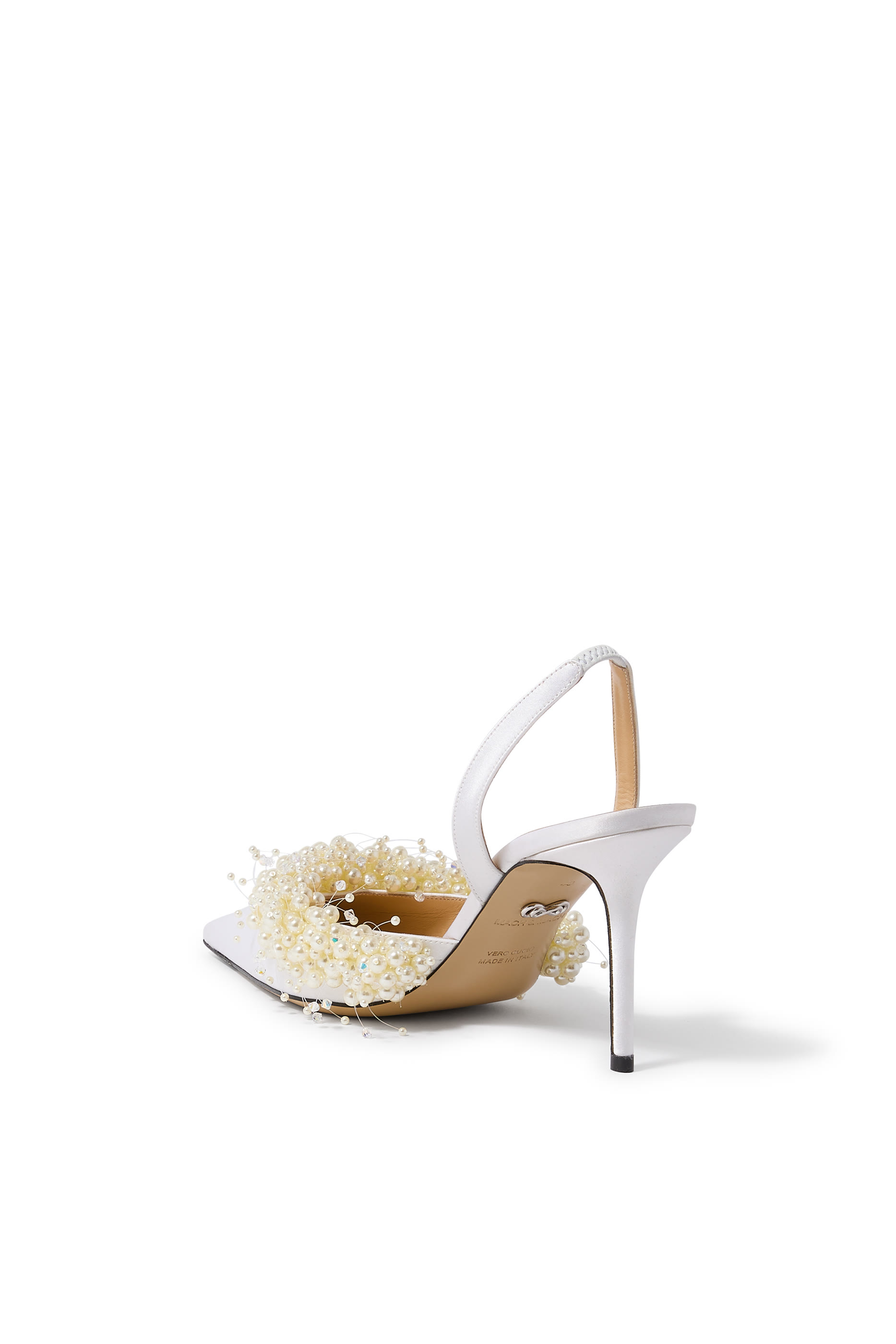 Floating Pearl Satin 85 Slingback Pumps