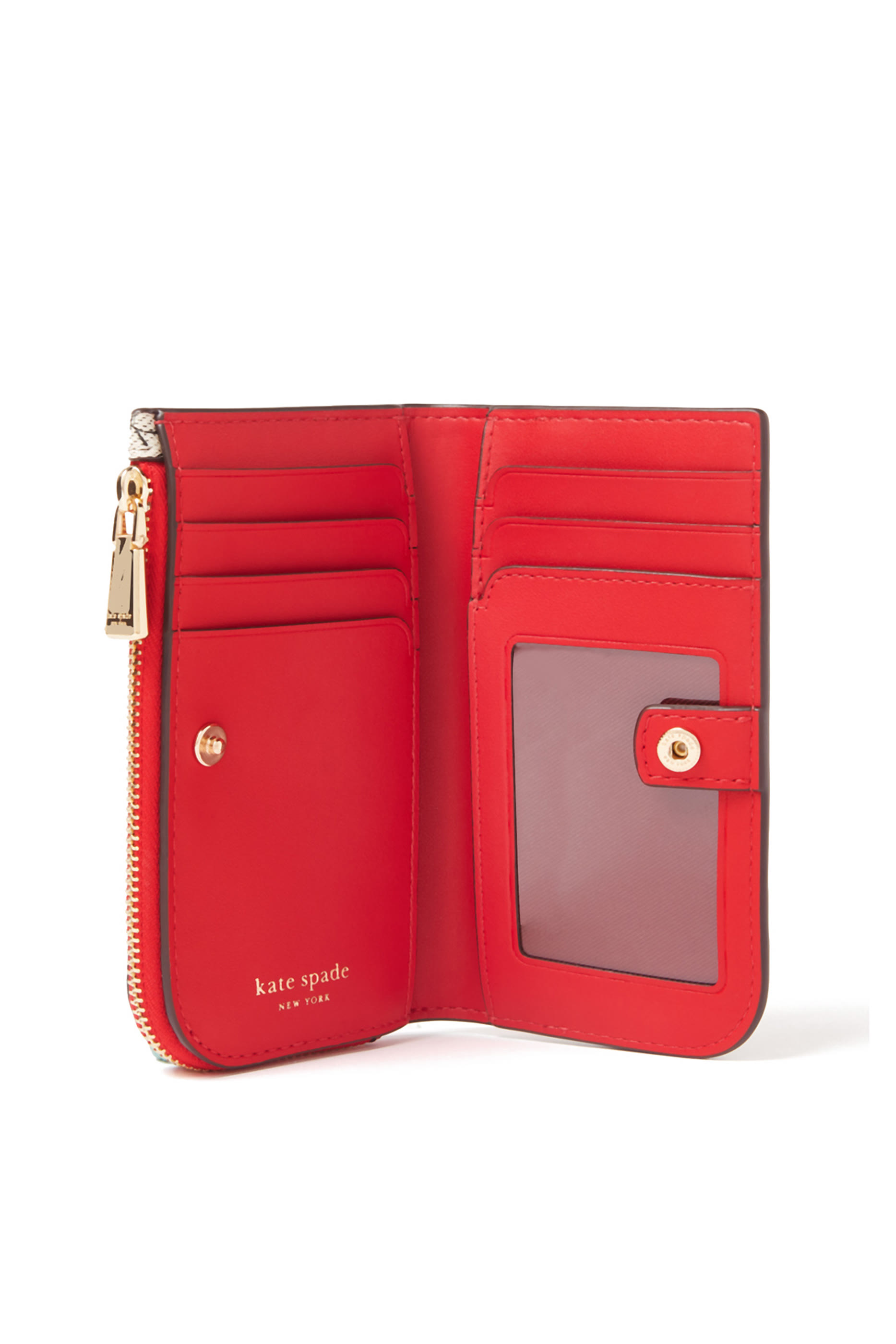 محفظة صغيرة بتصميم رفيع ثنائي الطي بنقشة زهور بشكل بستوني