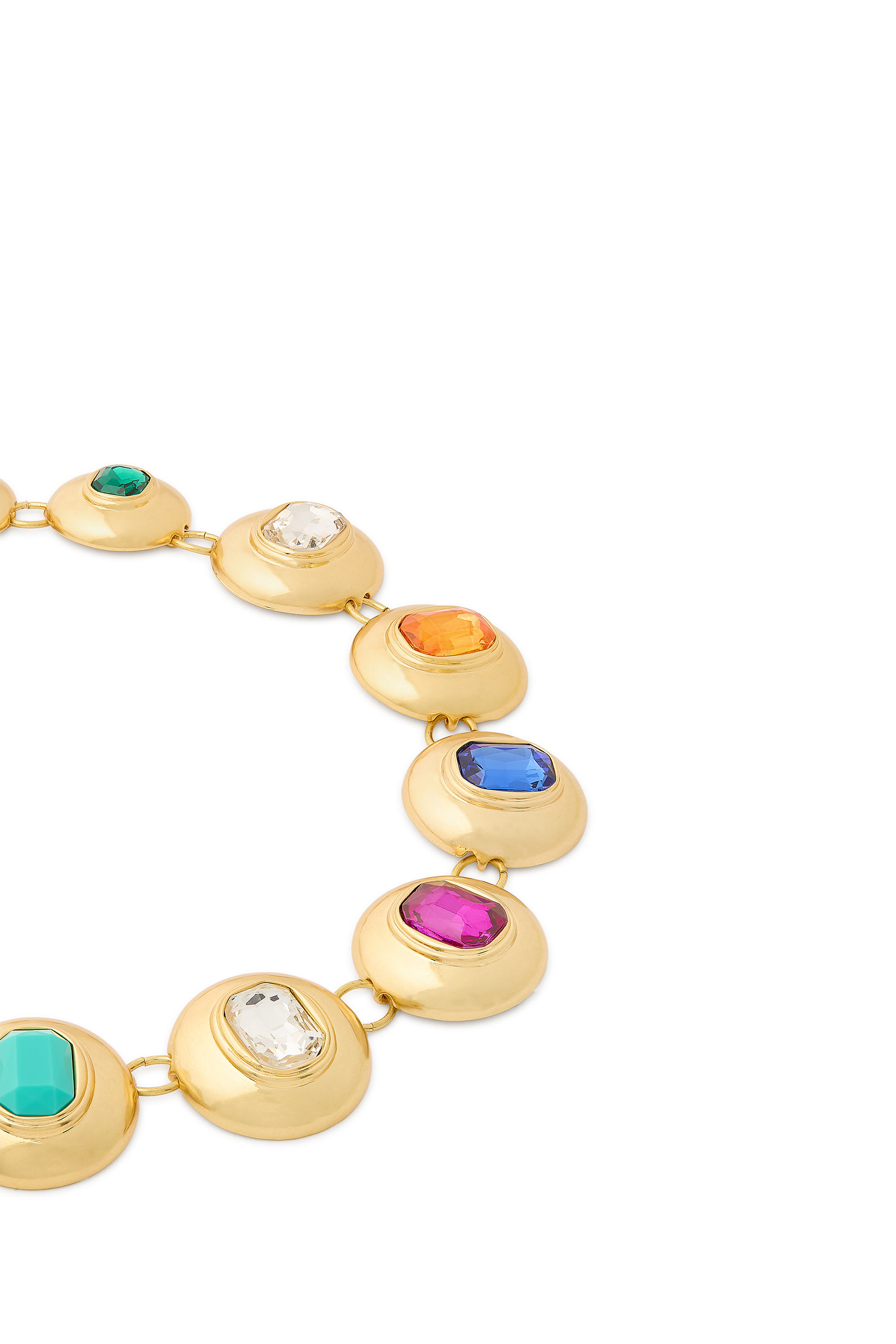 قلادة بحلي بتصميم مقبب مرصعة بأحجار على شكل زمردي