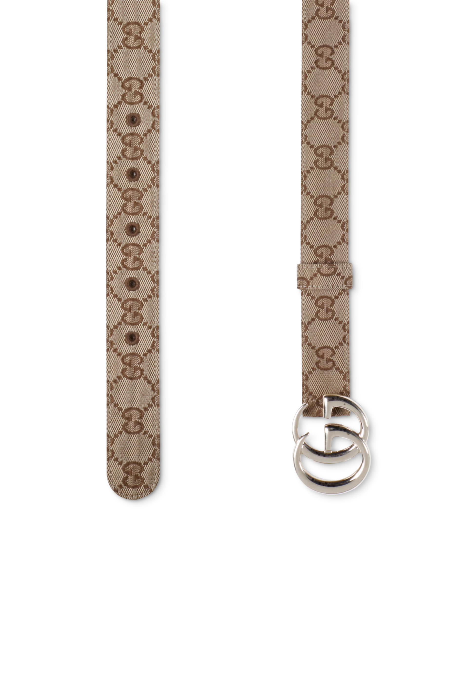 حزام مارمونت رفيع جلد وقماش بنقشة حرفي شعار الماركة