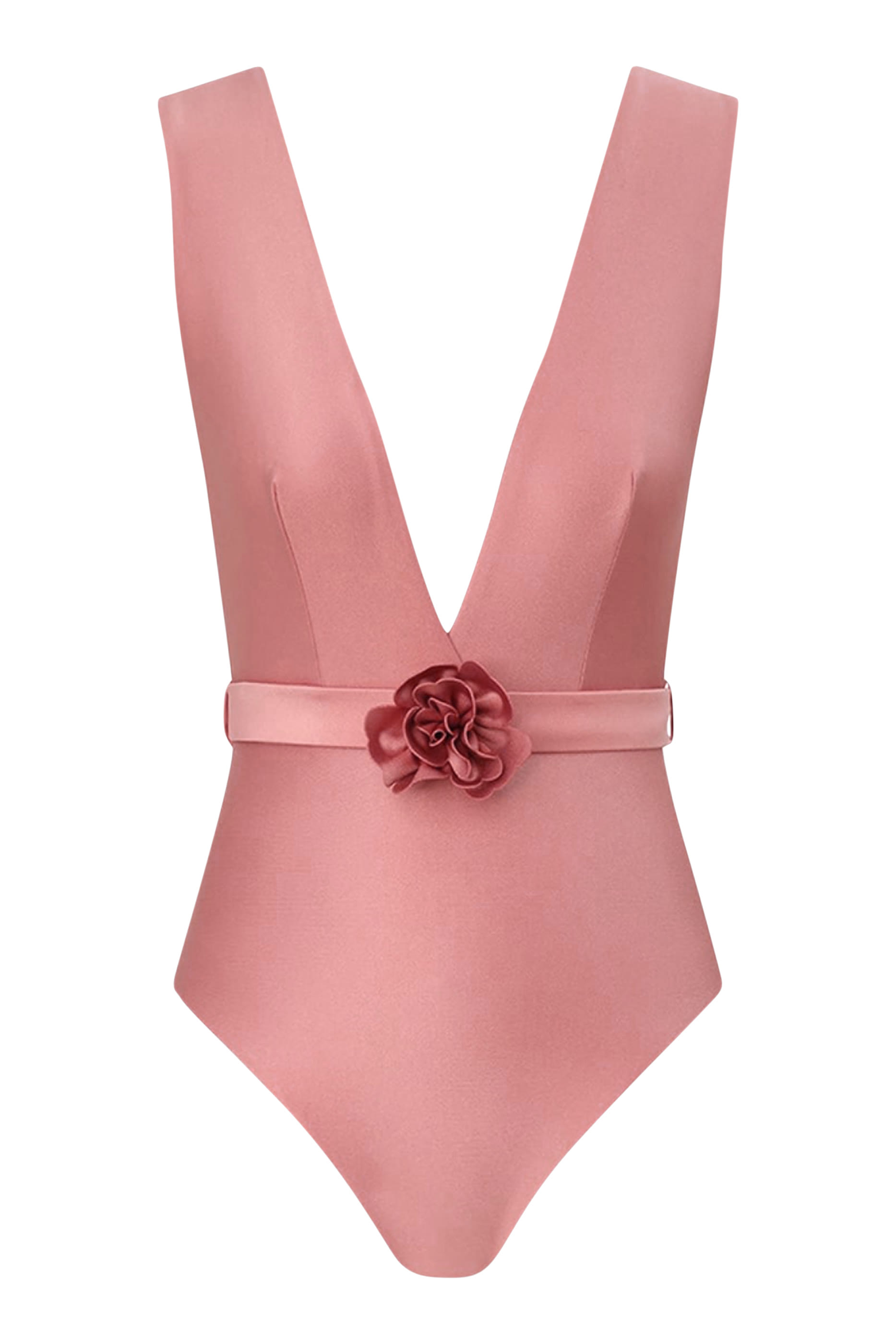 بدلة سباحة لاكي بتصميم قطعة واحدة وياقة عميقة مزينة بزهرة