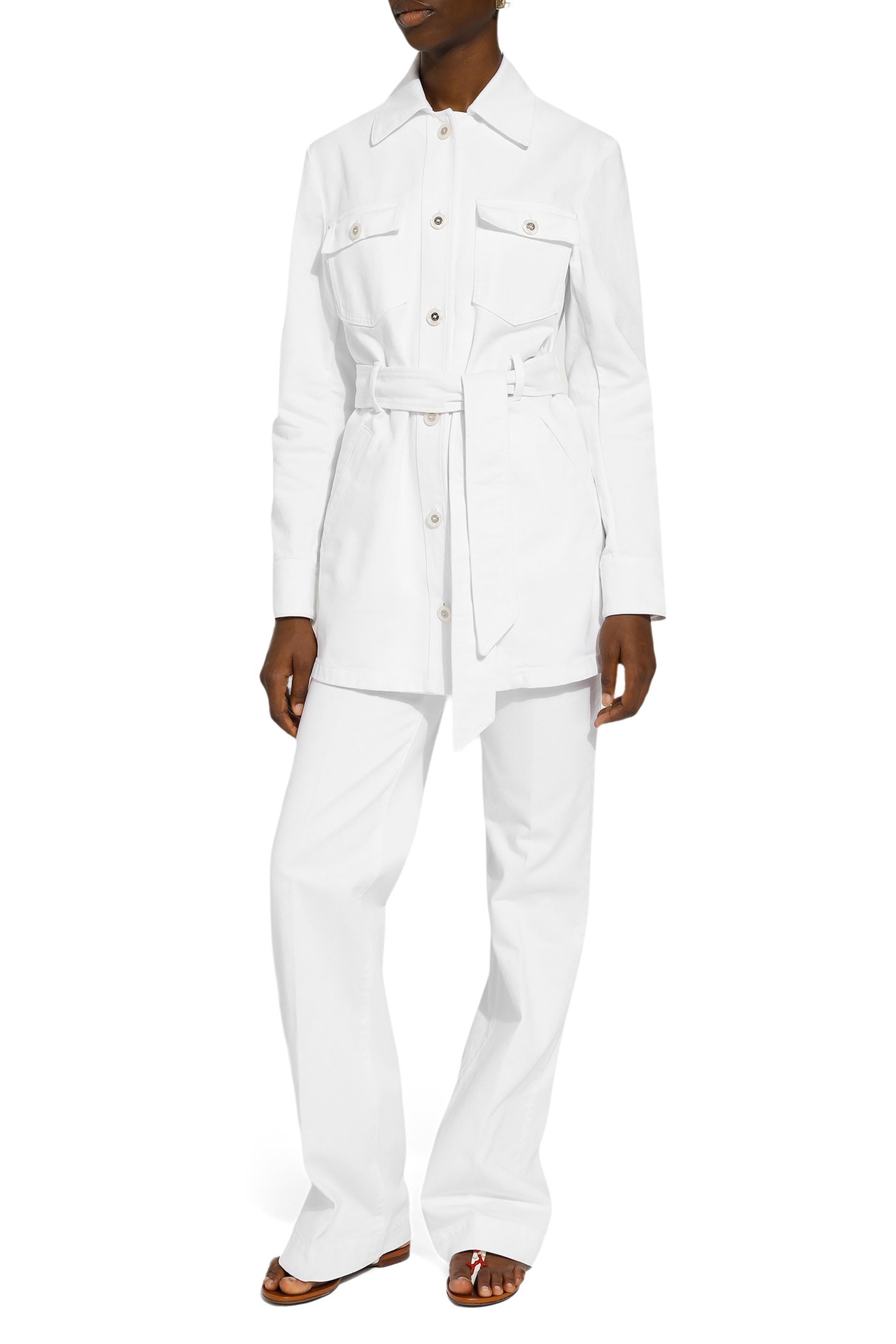 جاكيت طويل بحزام دنيم