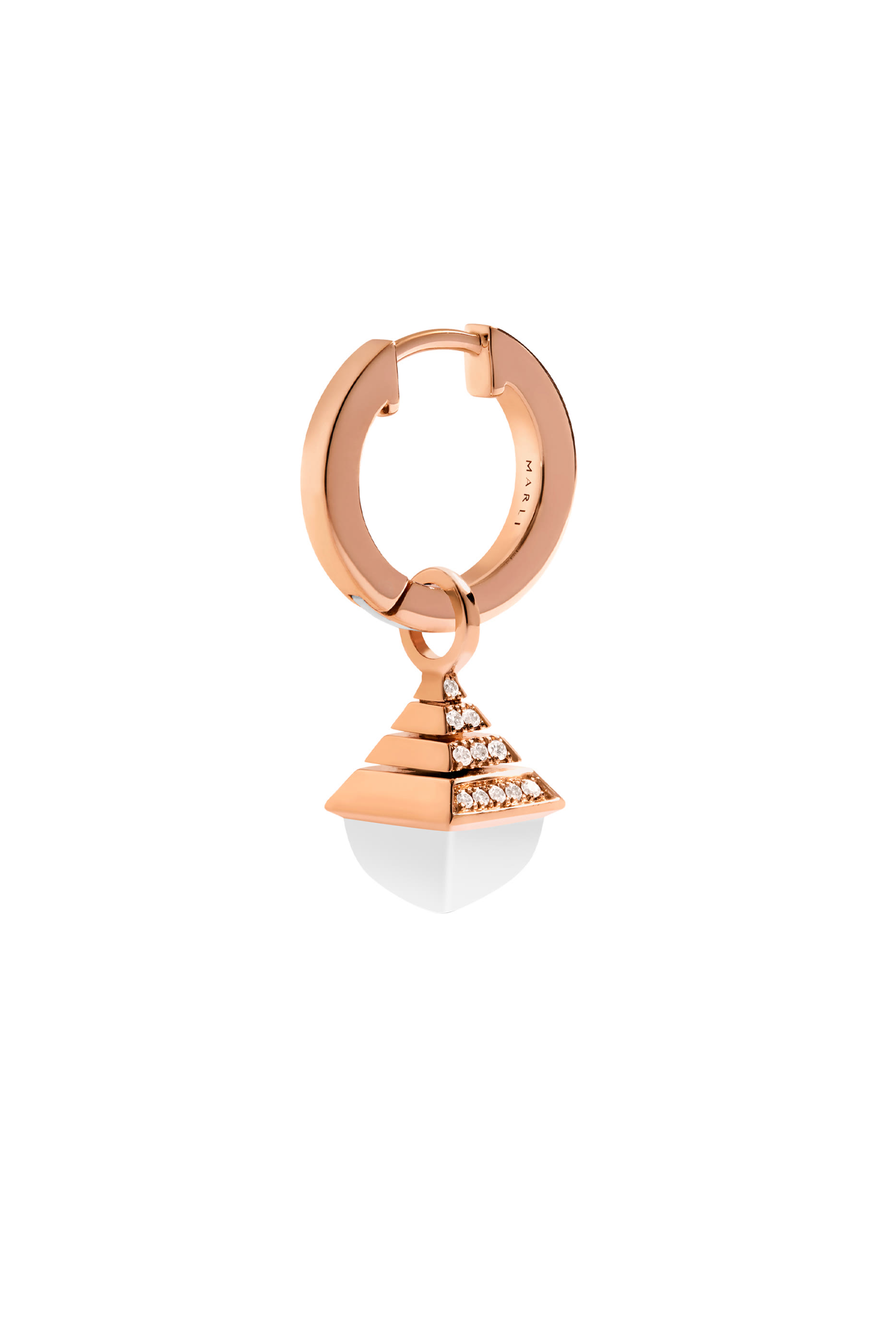 أقراط كليو ريف متدلية صغيرة مرصعة بالماس والعقيق الأبيض ذهب وردي عيار 18